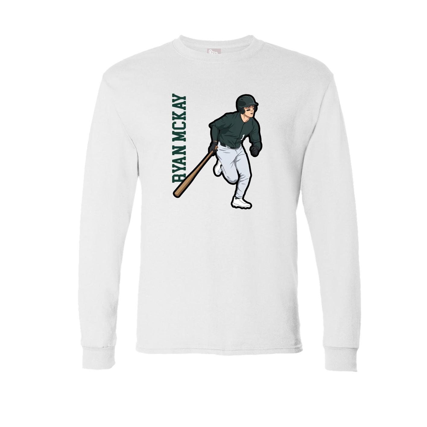 Long Sleeve Tee — Name Vertical in White