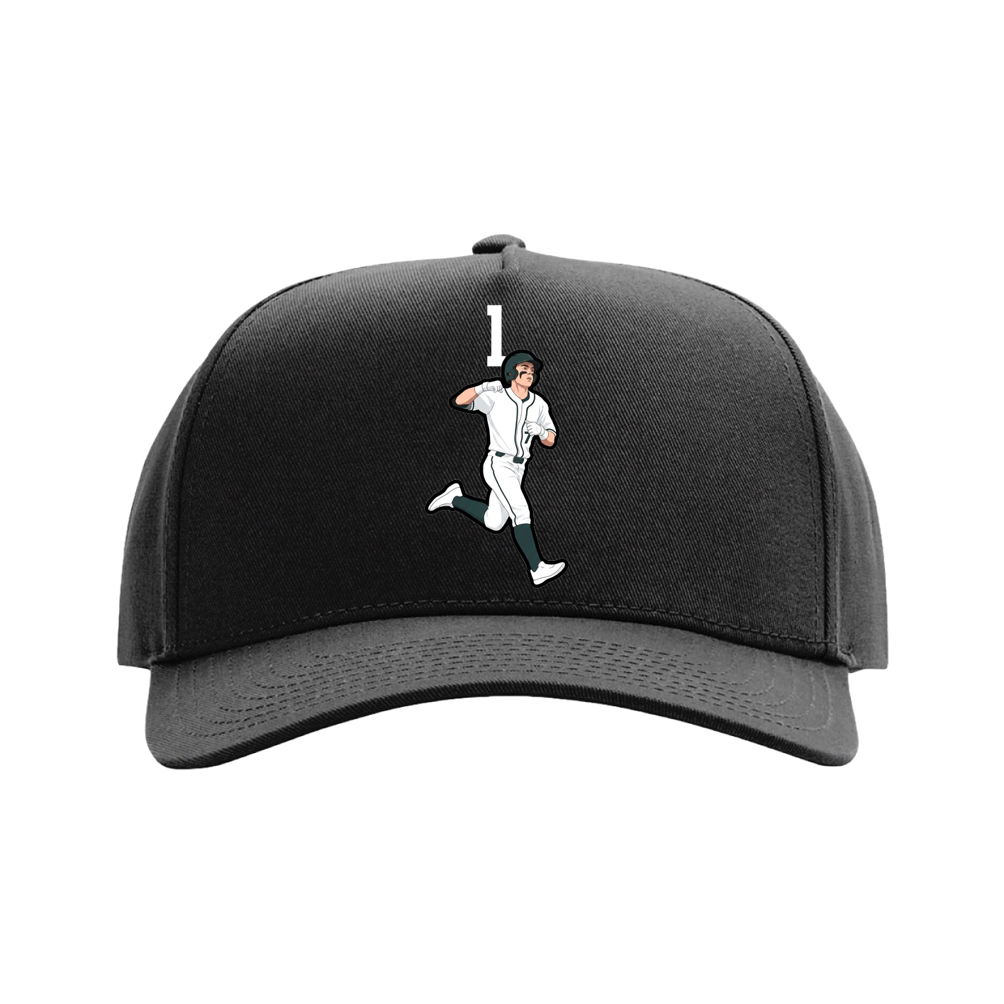 Full Fabric Five-Panel Champ Cap — Number Top in Black