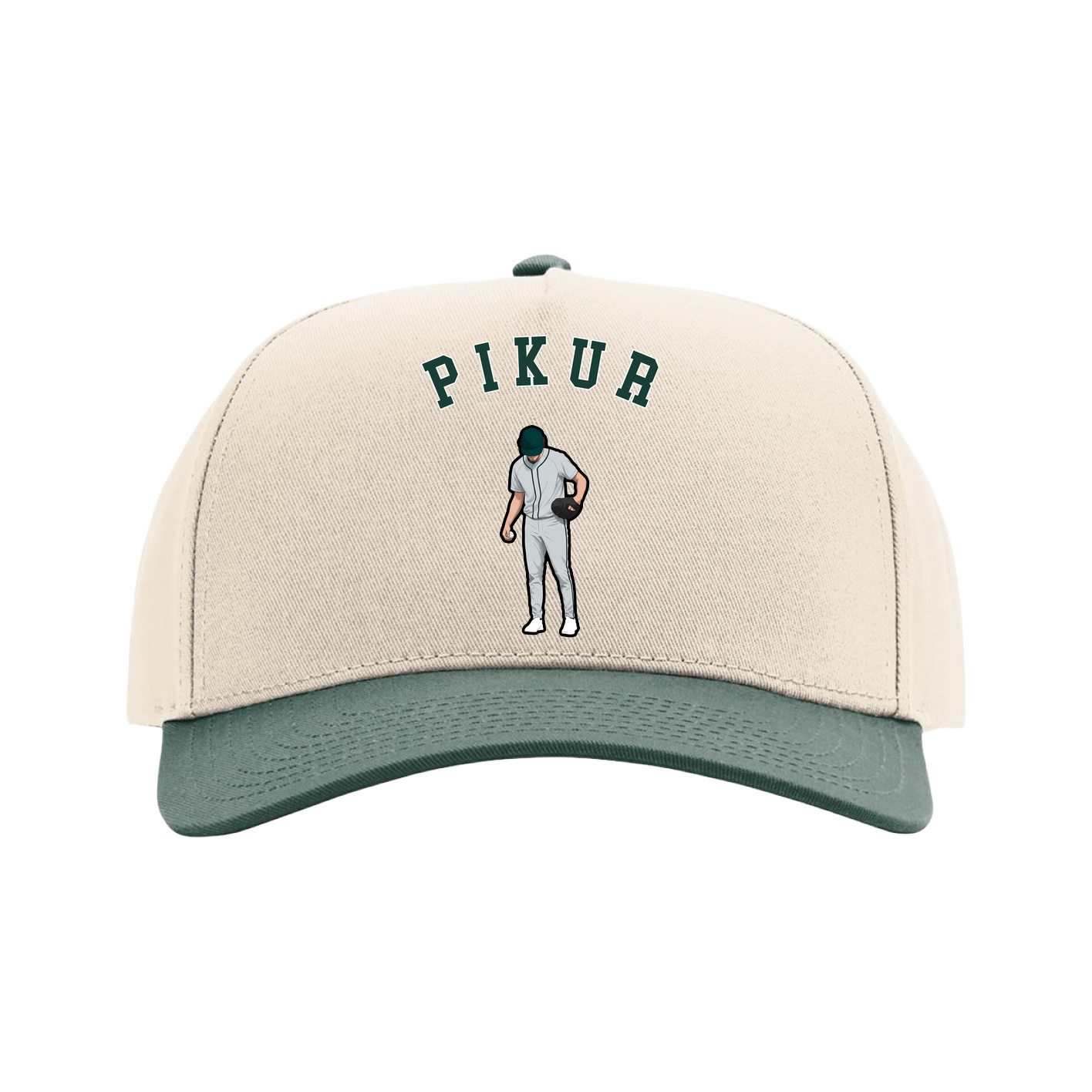 Full Fabric Five-Panel Champ Cap — Shirsey Arch in Cream/Green