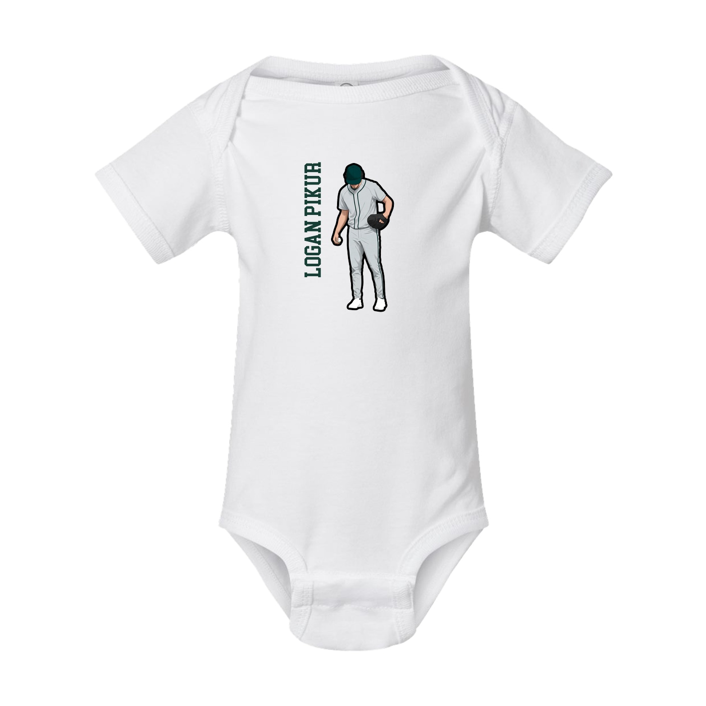 Baby Onesie — Name Vertical in White
