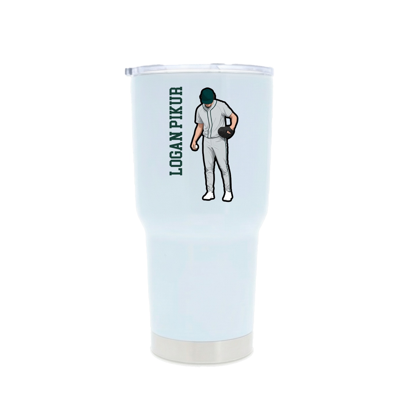 30oz Stainless Steel Tumbler — Name Vertical in White