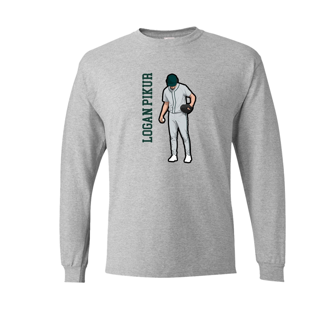 Long Sleeve Tee — Name Vertical in Grey
