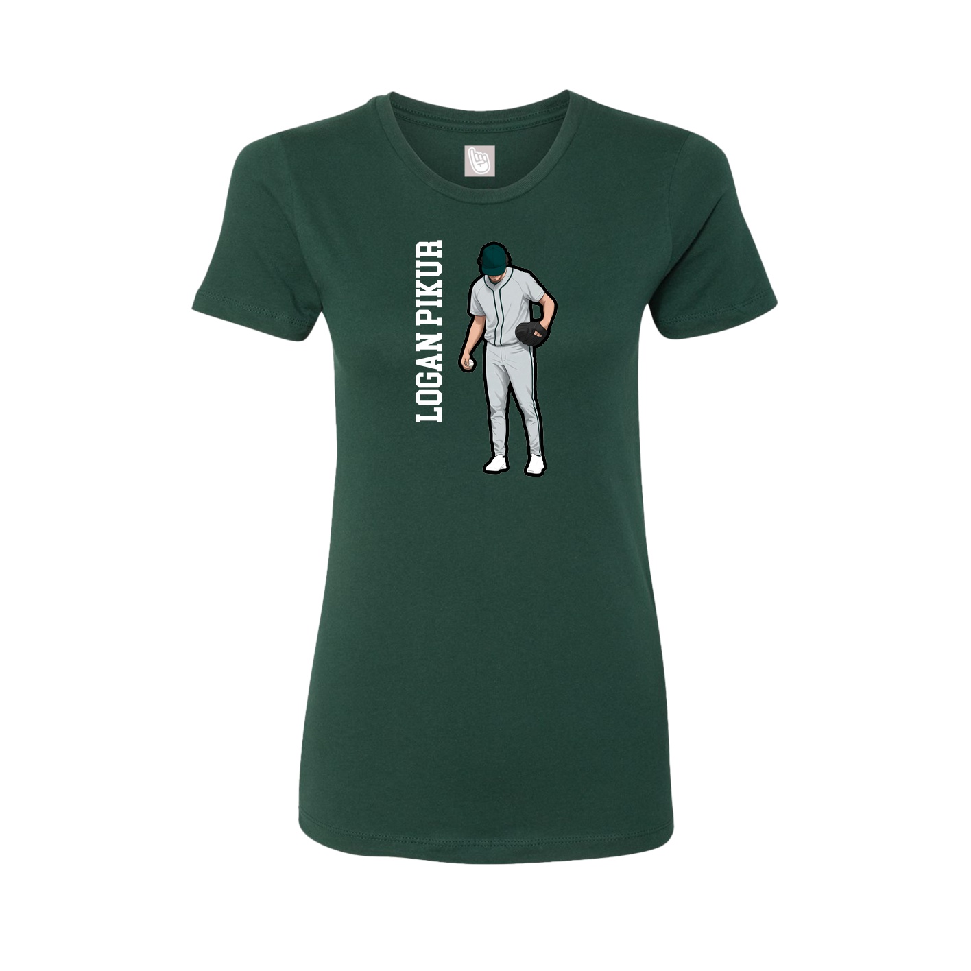 Womens Tee — Name Vertical in Green