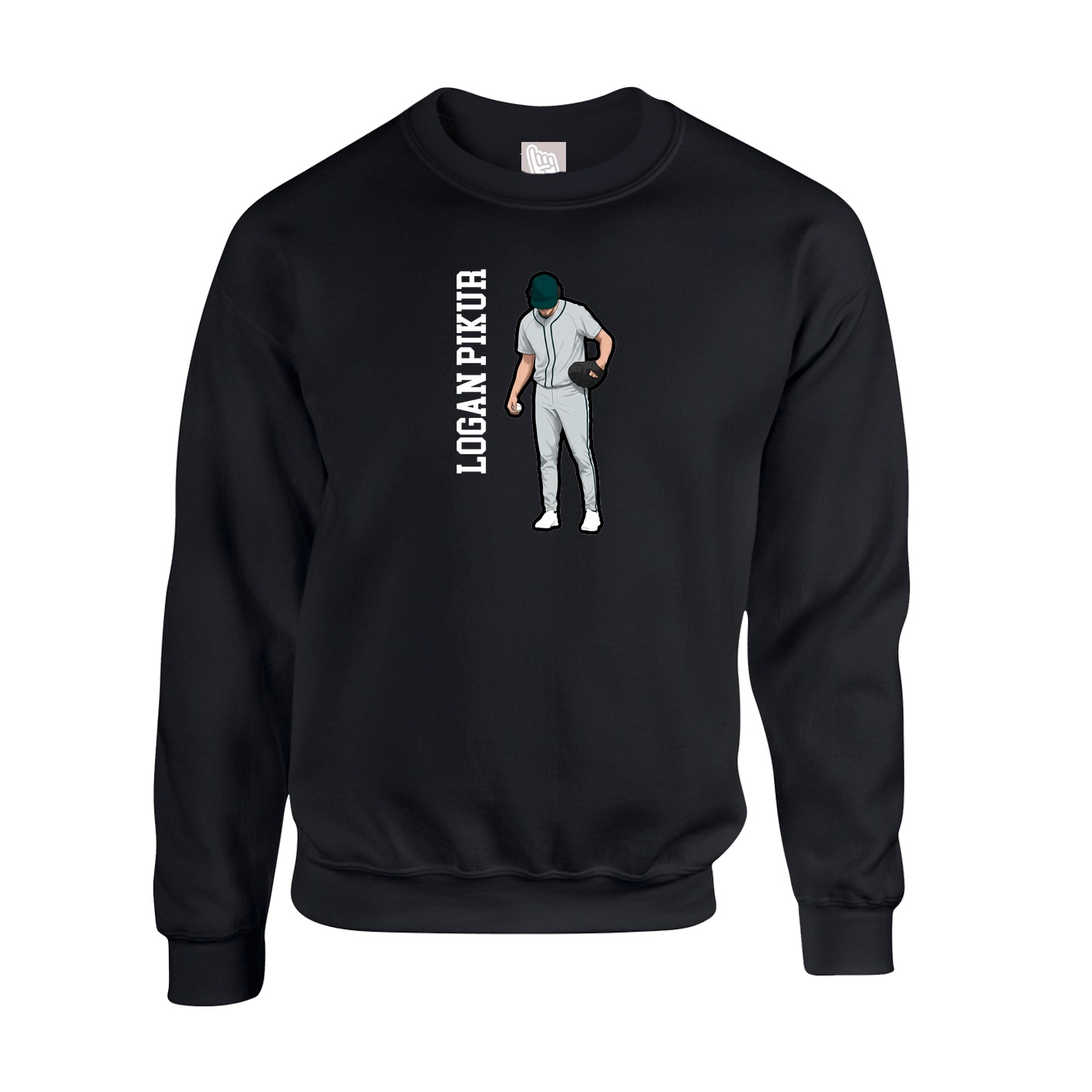 Fleece Crew — Name Vertical in Black