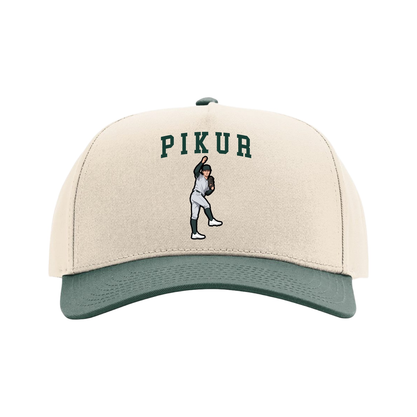 Full Fabric Five-Panel Champ Cap — Shirsey in Cream/Green