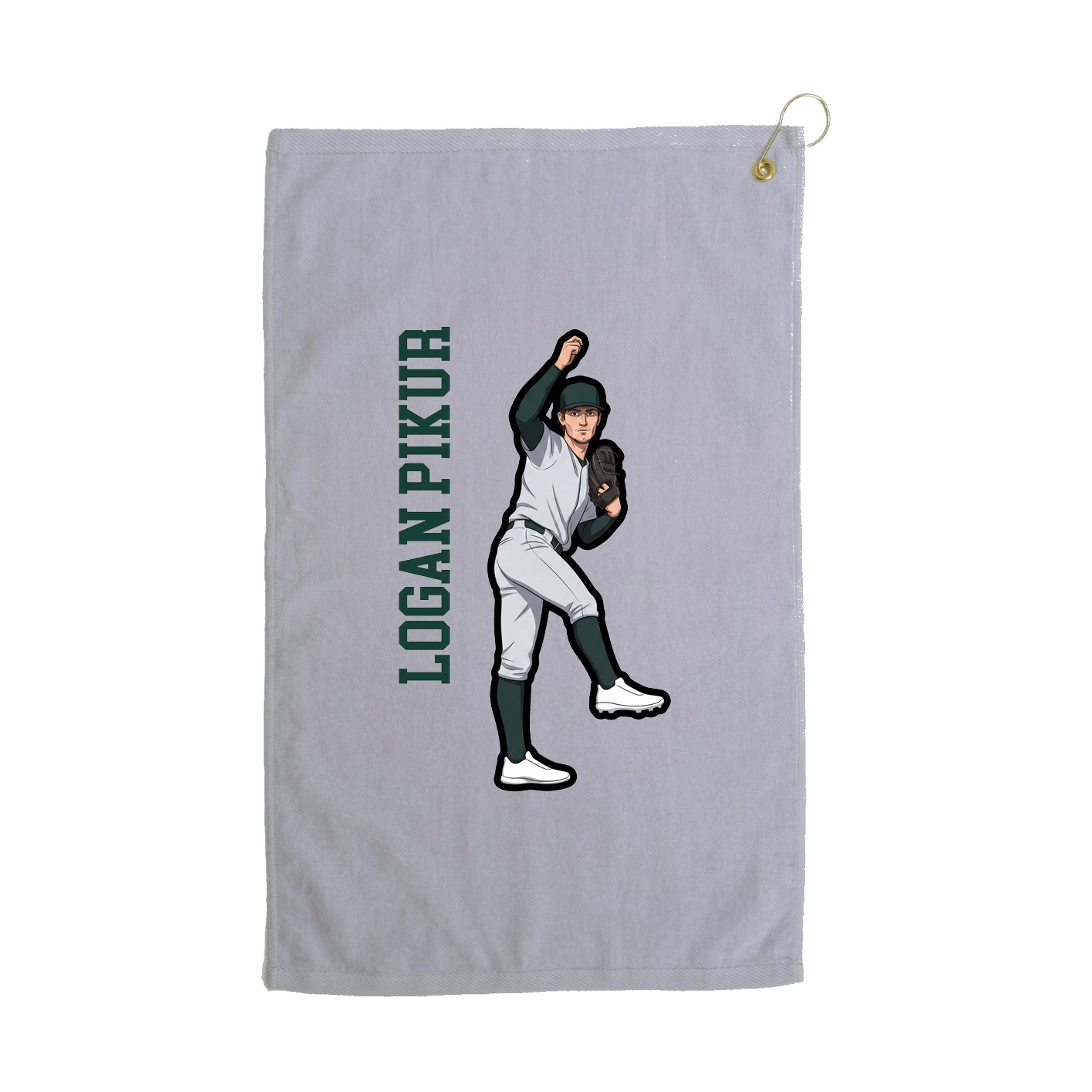 Golf Towel — Name Vertical in Grey