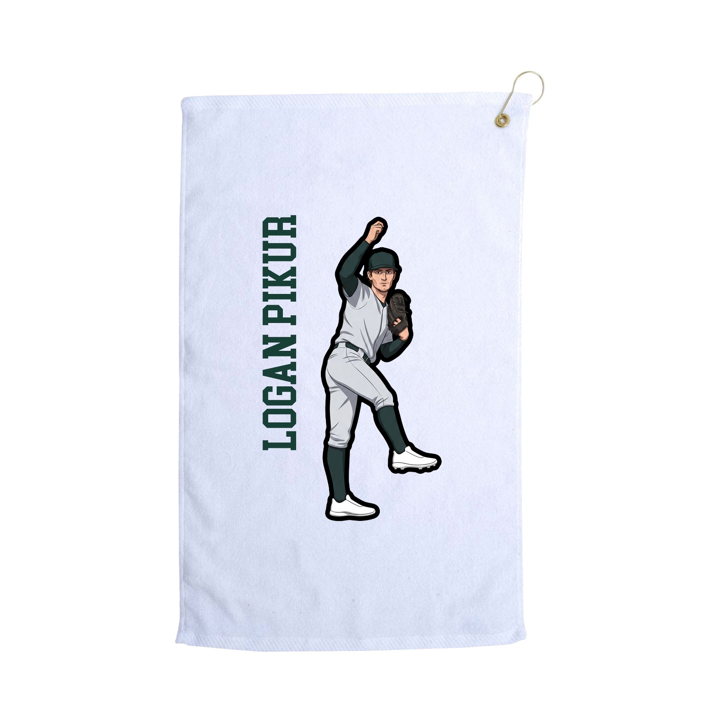 Golf Towel — Name Vertical in White