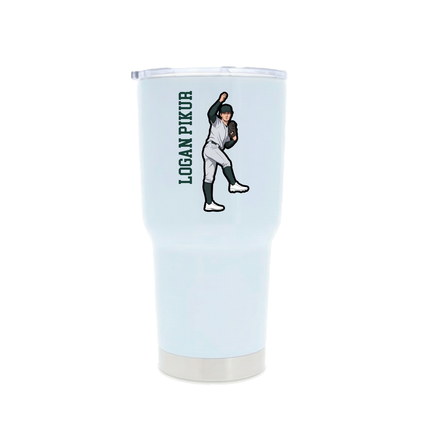 30oz Stainless Steel Tumbler — Name Vertical in White