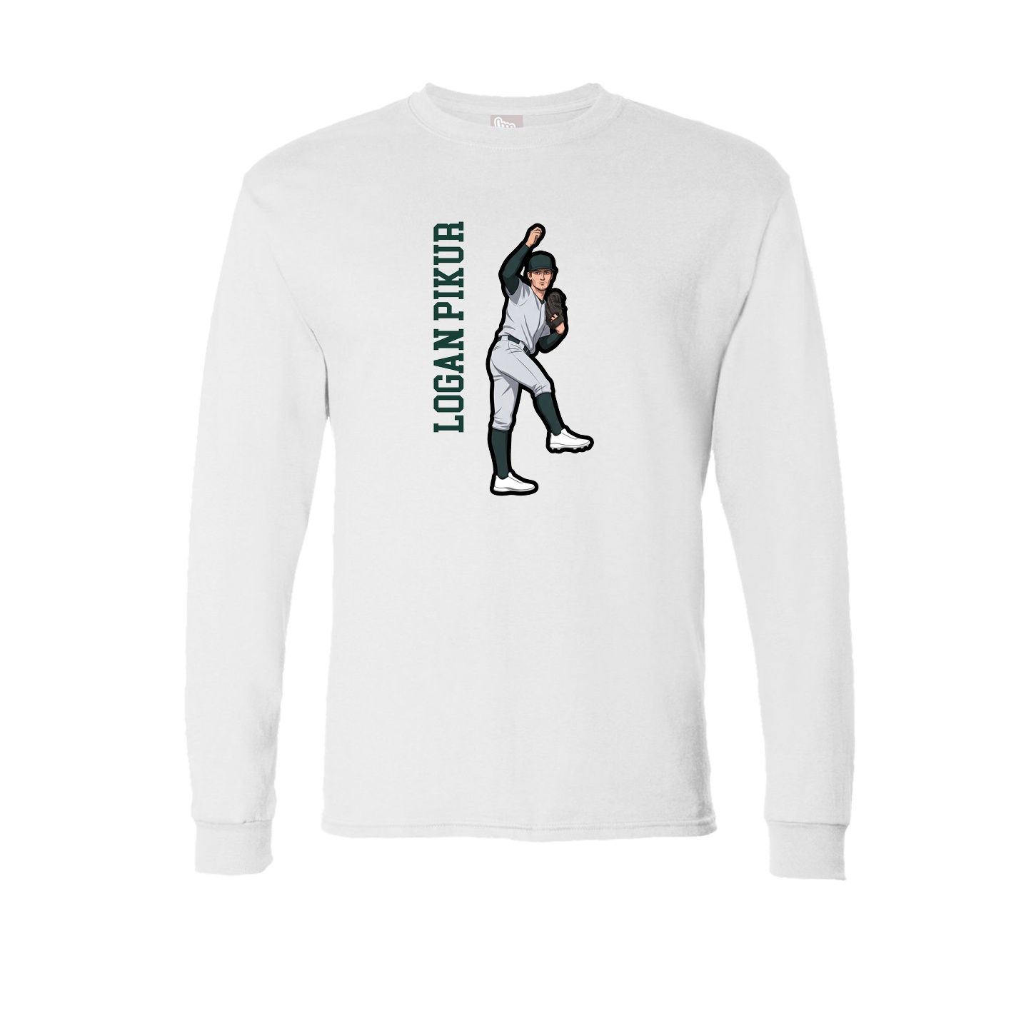 Long Sleeve Tee — Name Vertical in White