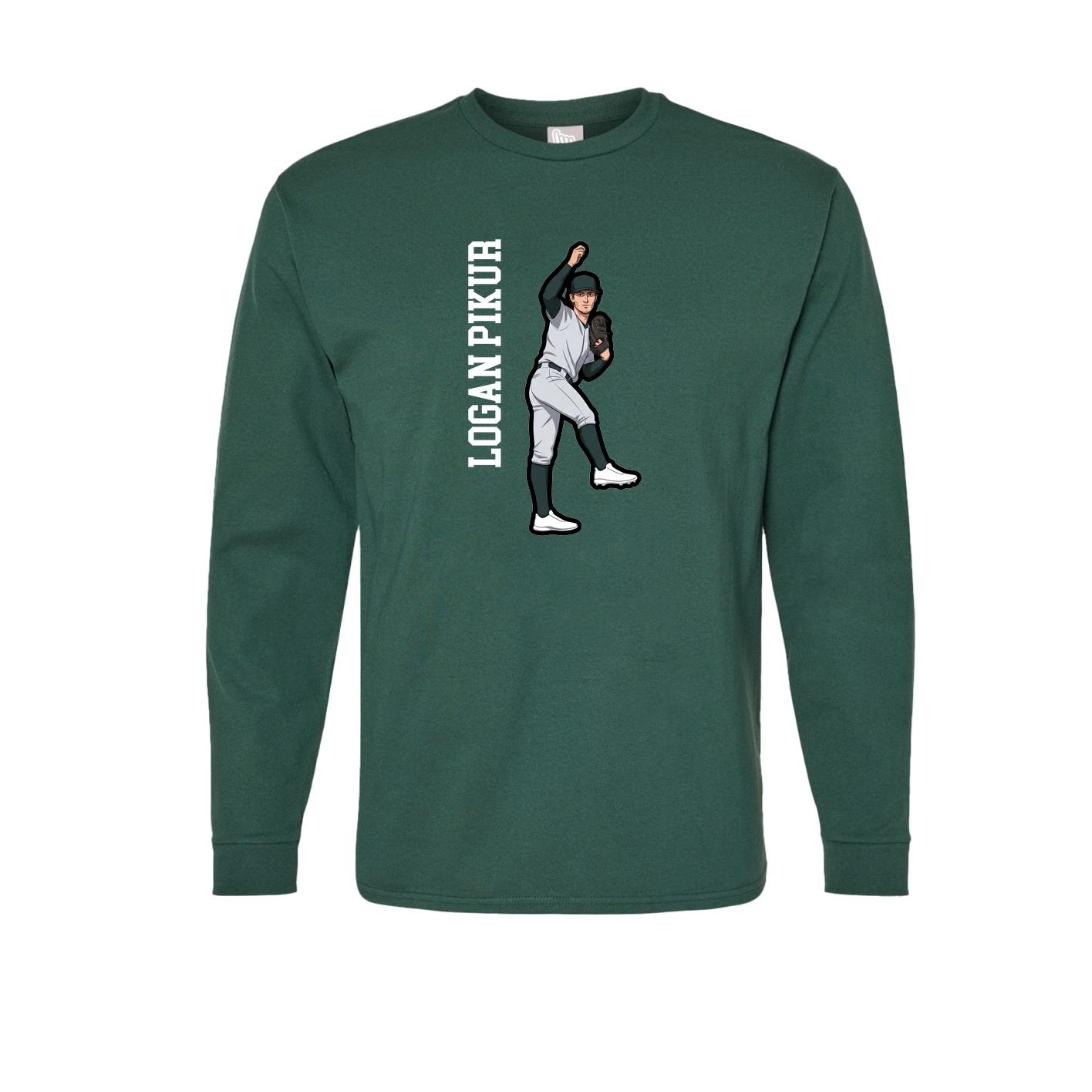 Long Sleeve Tee — Name Vertical in Green