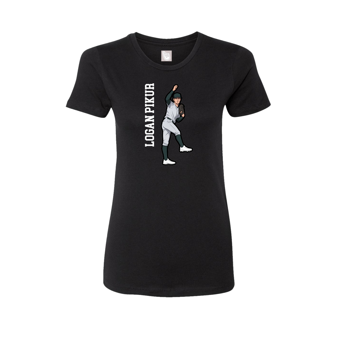 Womens Tee — Name Vertical in Black