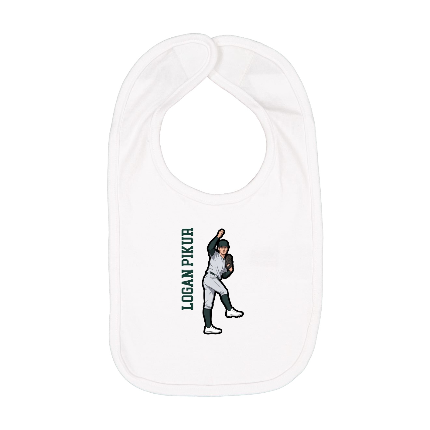Infant Bib — Name Vertical in White