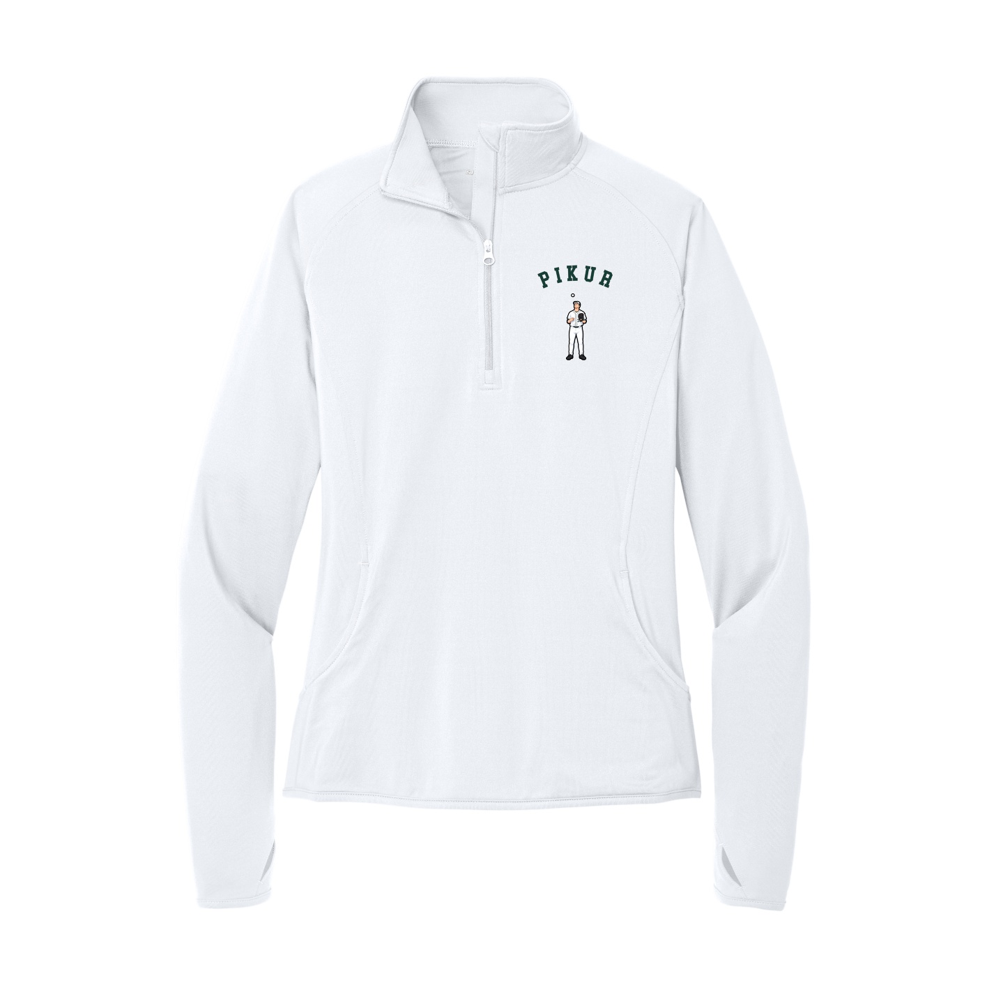 Women's Q-Zip Pullover — Shirsey Arch in White