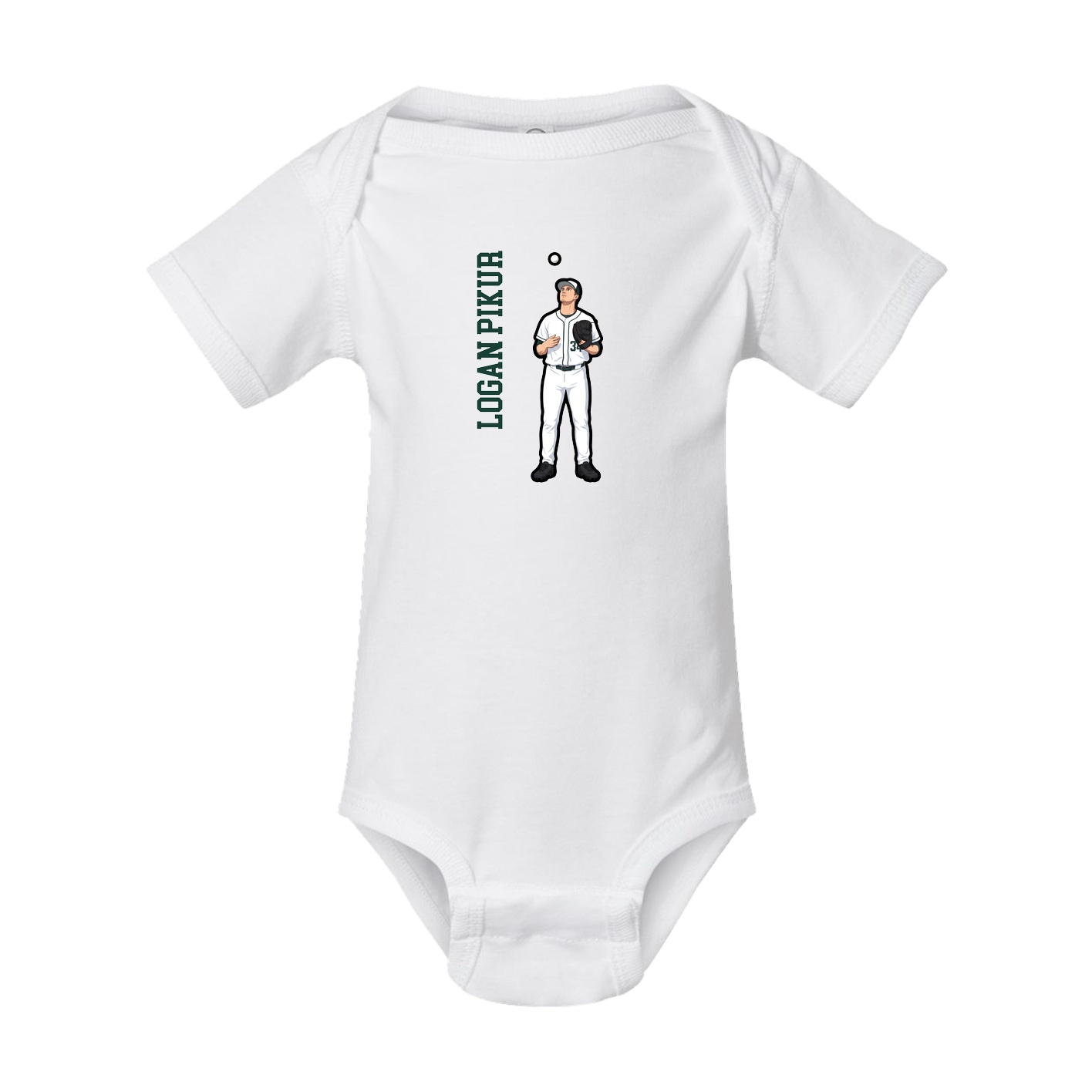 Baby Onesie — Name Vertical in White