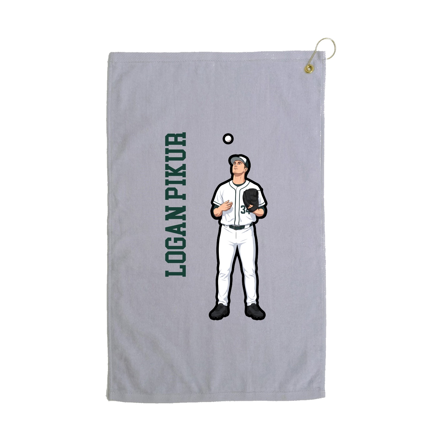 Golf Towel — Name Vertical in Grey
