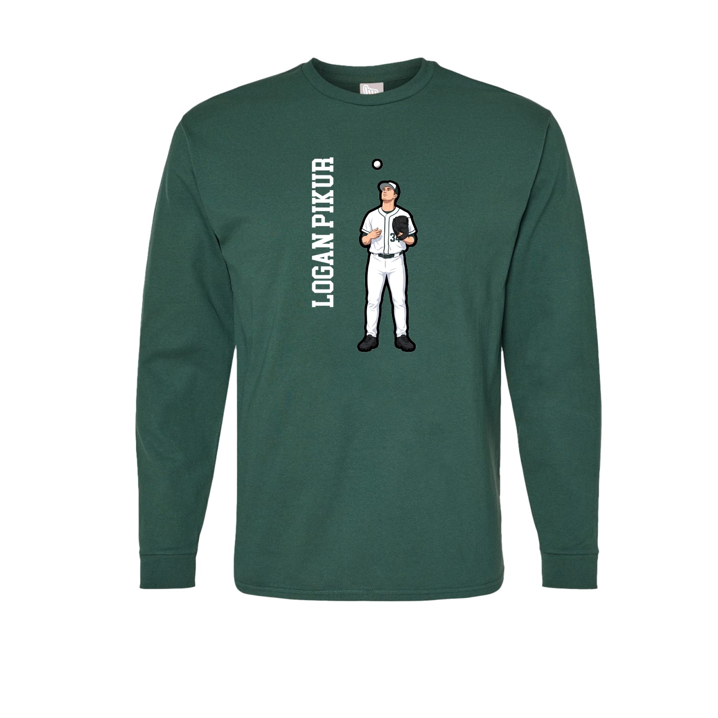Long Sleeve Tee — Name Vertical in Green