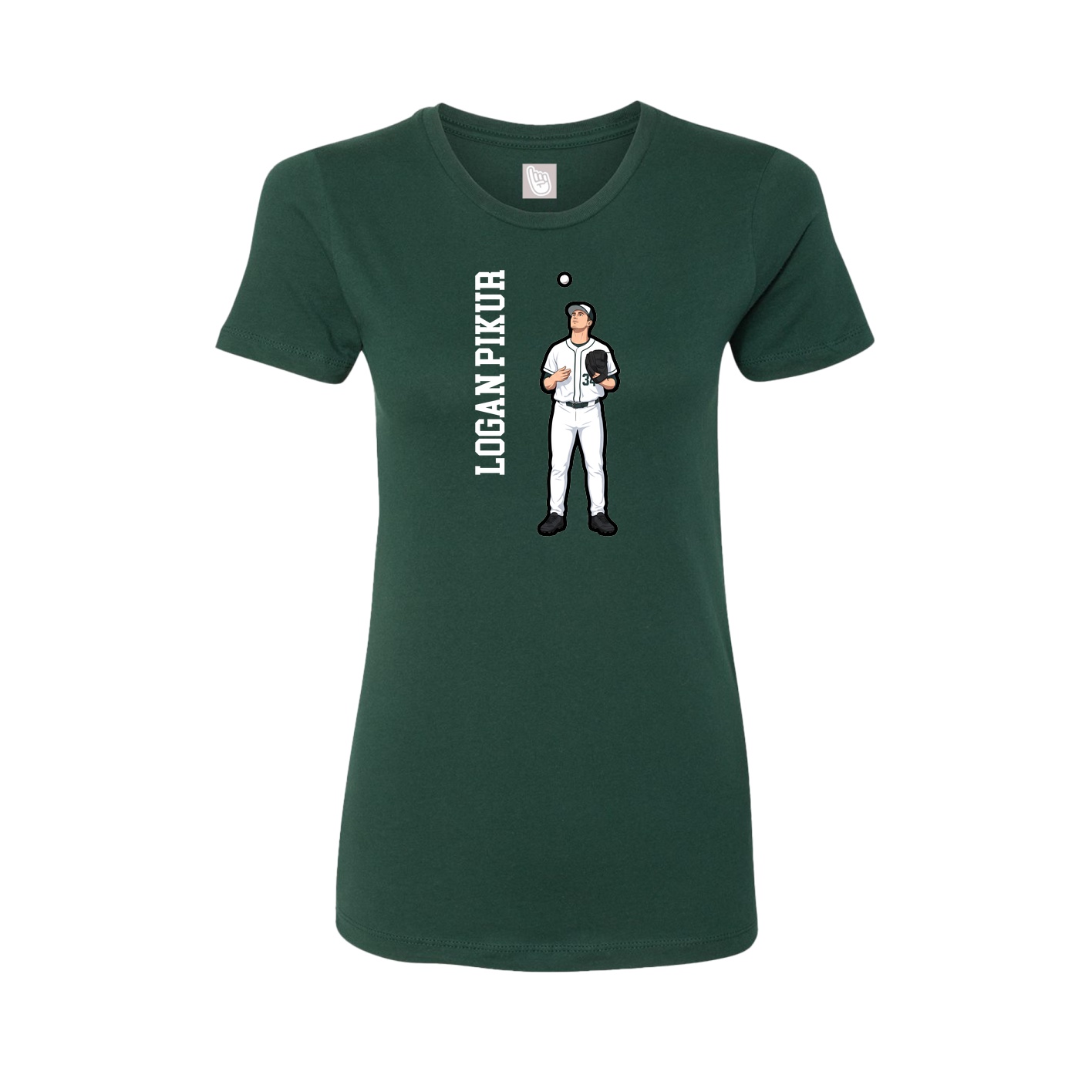 Womens Tee — Name Vertical in Green