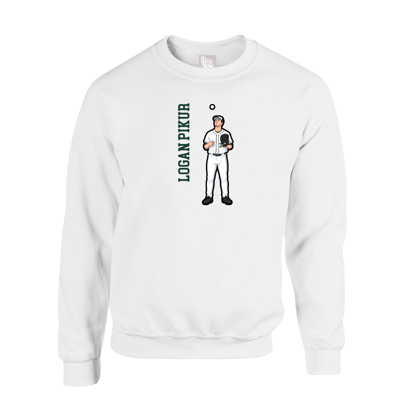 Fleece Crew — Name Vertical in White