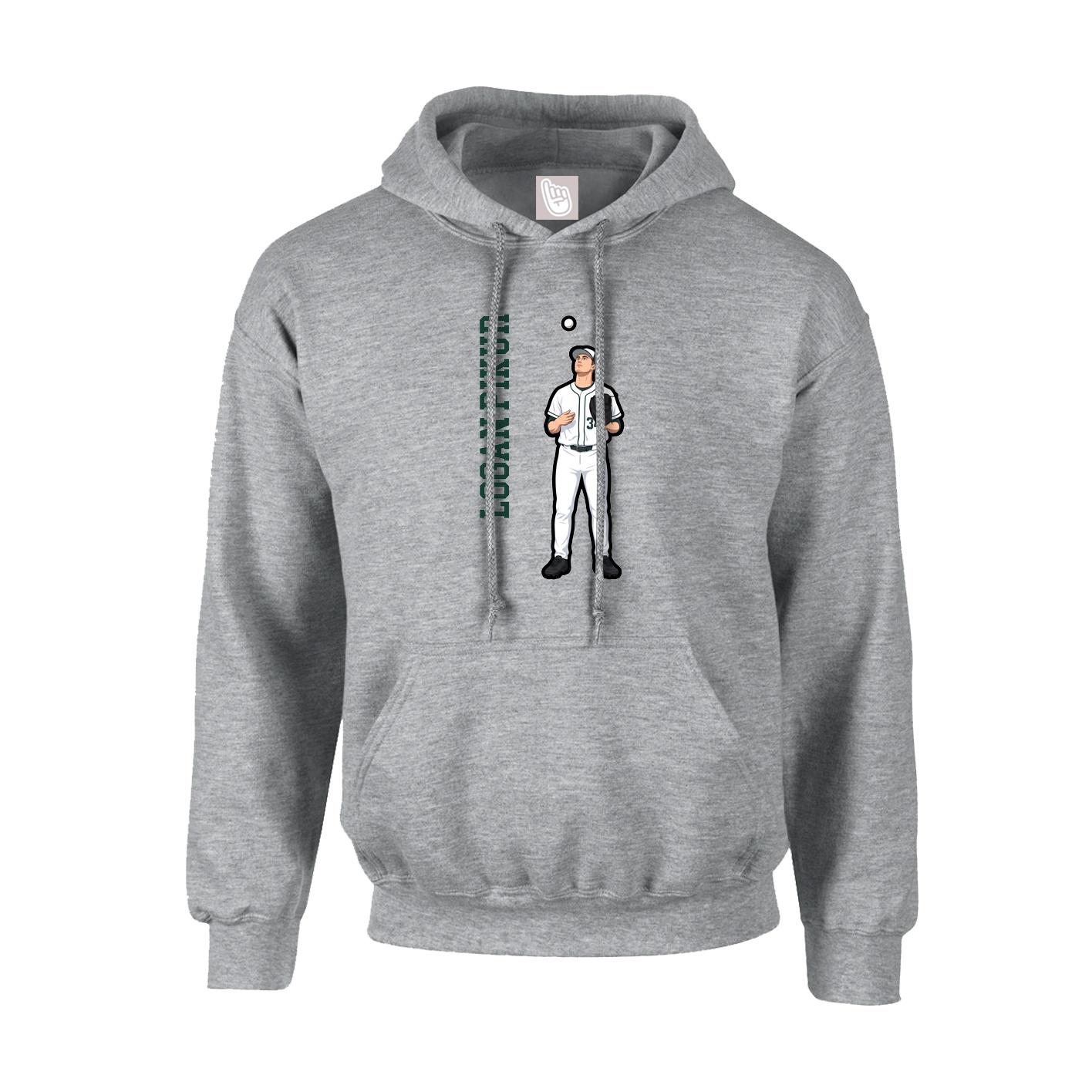 Youth Hoodie — Name Vertical in Grey
