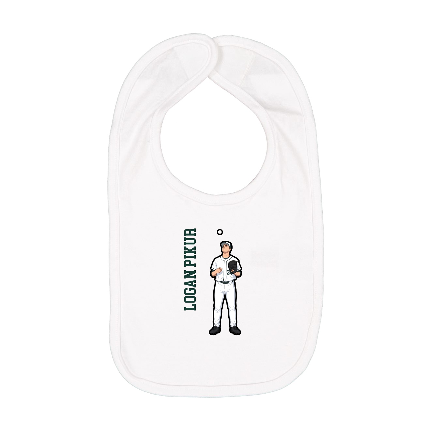 Infant Bib — Name Vertical in White