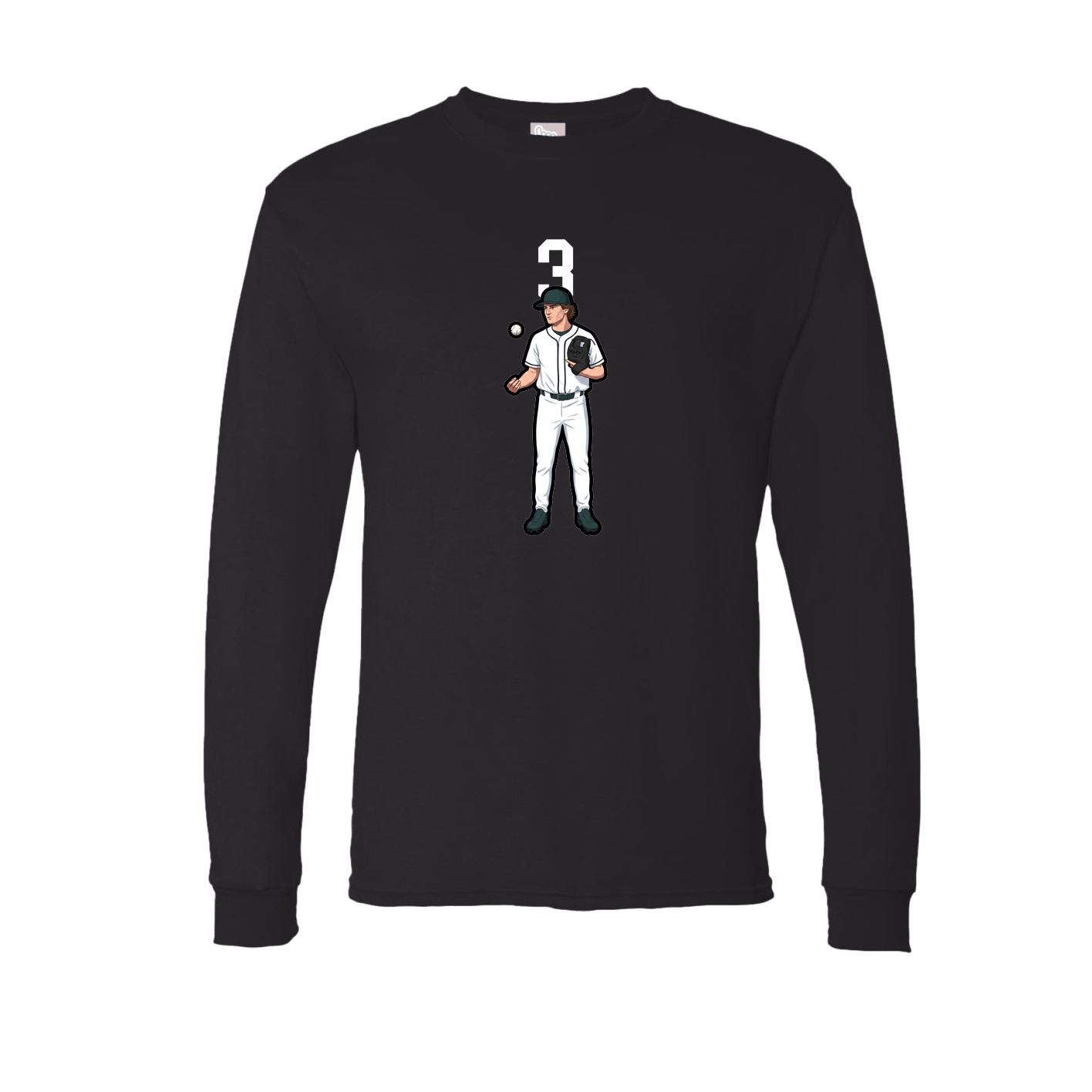 Long Sleeve Tee — Number Top in Black