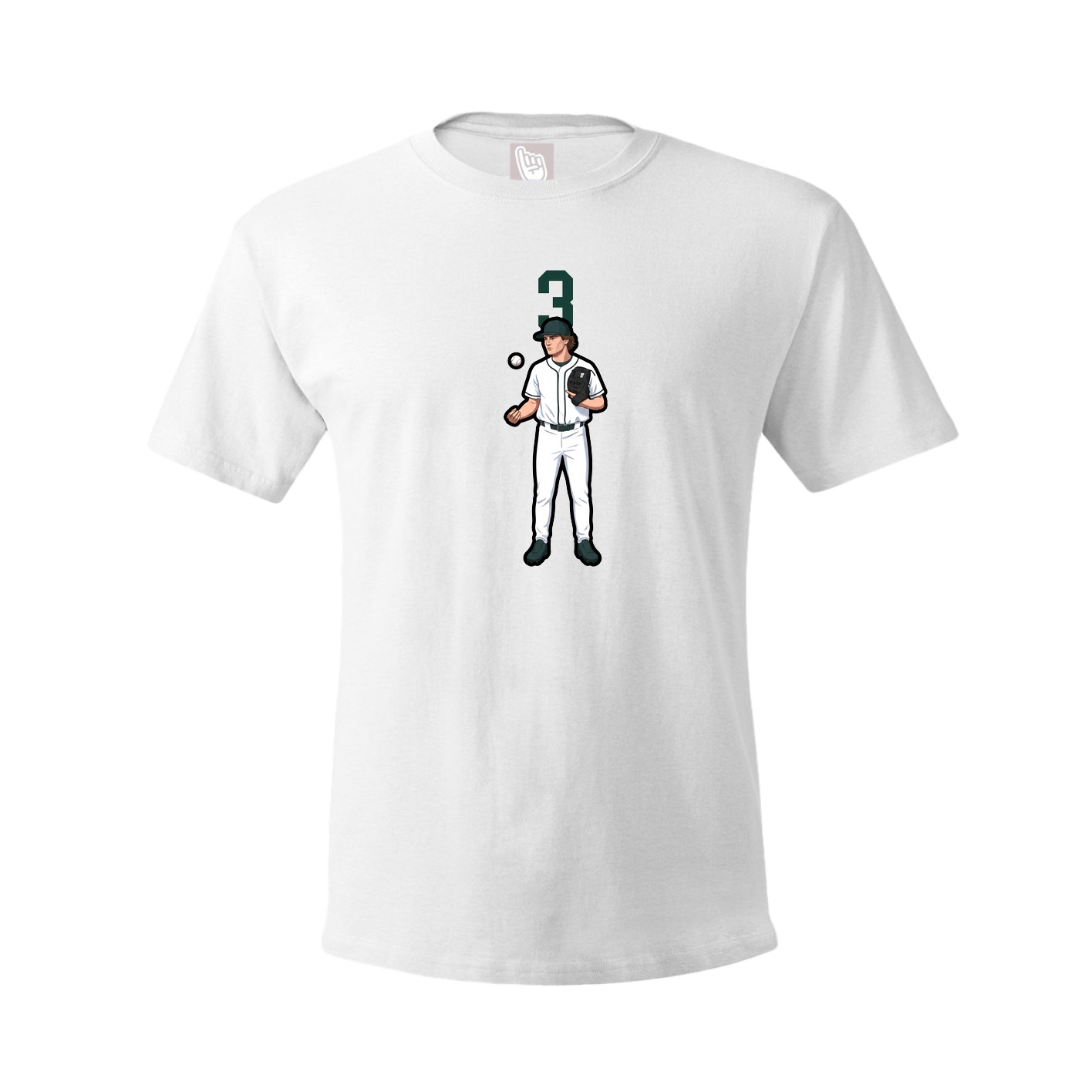 Youth Tee — Number Top in White