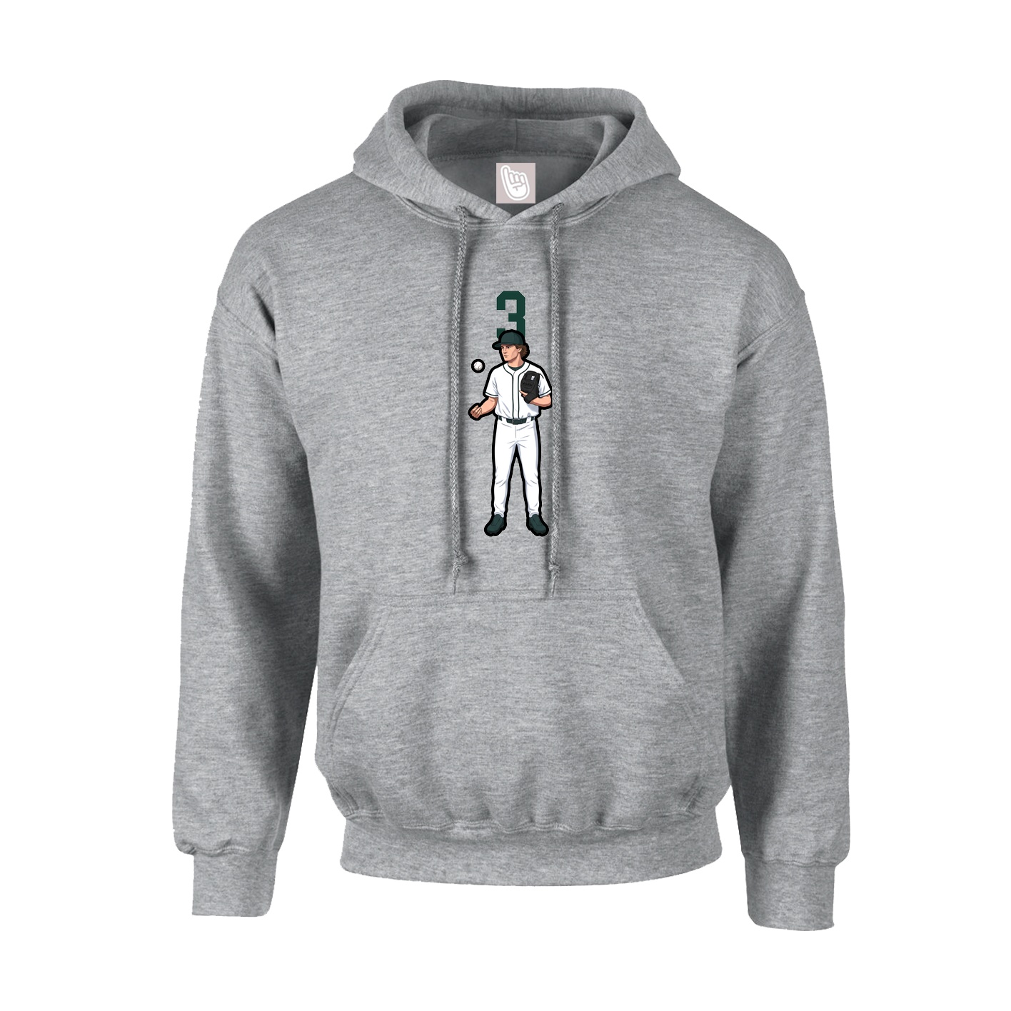 Youth Hoodie — Number Top in Grey