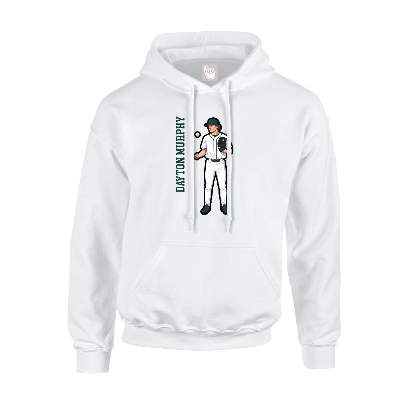 Youth Hoodie — Name Vertical in White