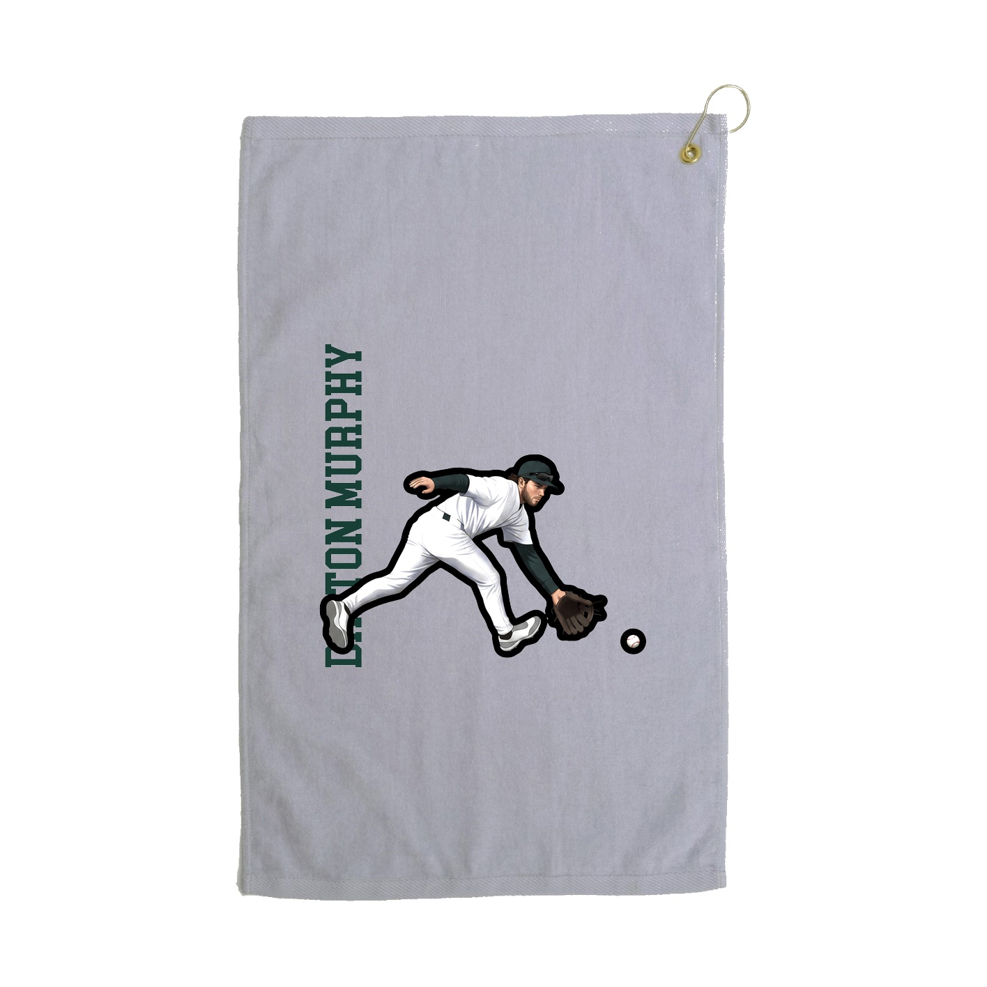 Golf Towel — Name Vertical in Grey