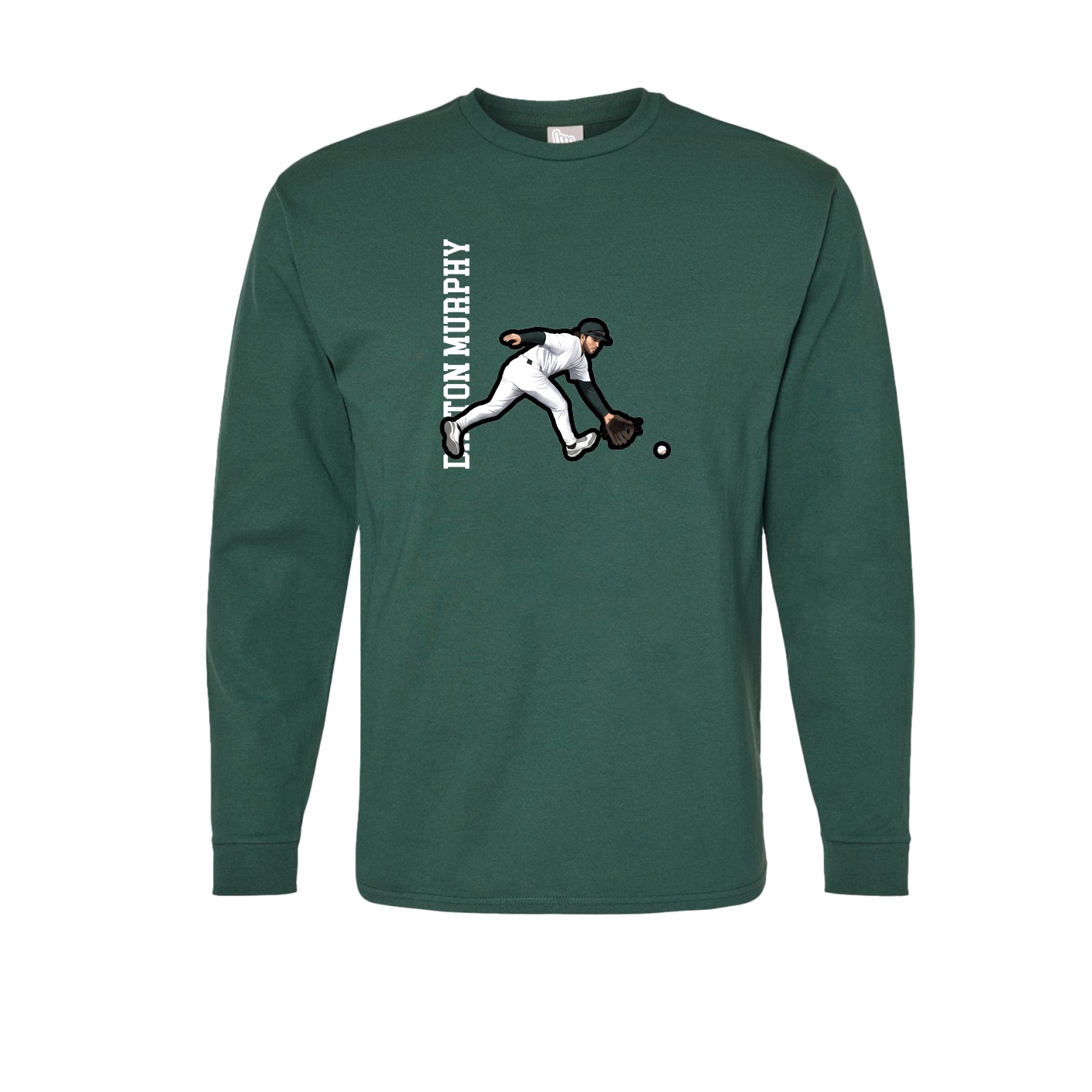 Long Sleeve Tee — Name Vertical in Green
