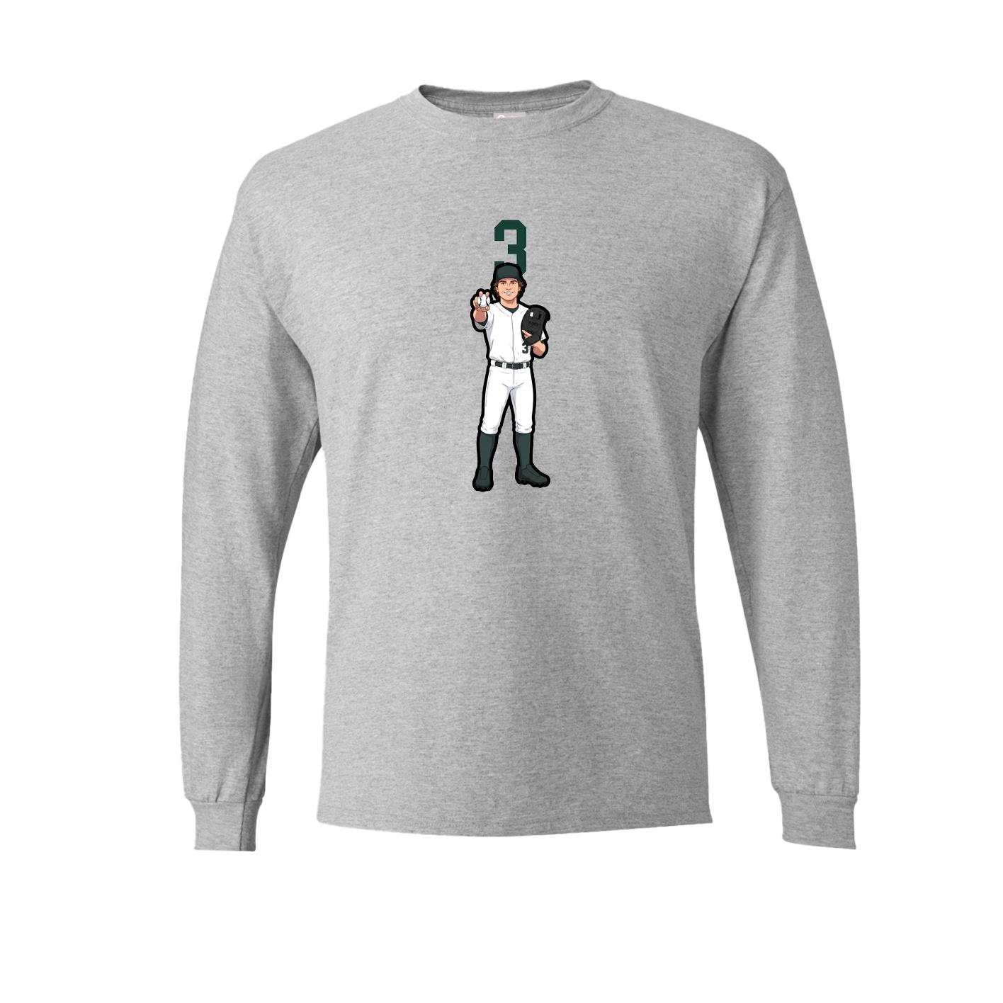 Long Sleeve Tee — Number Top in Grey
