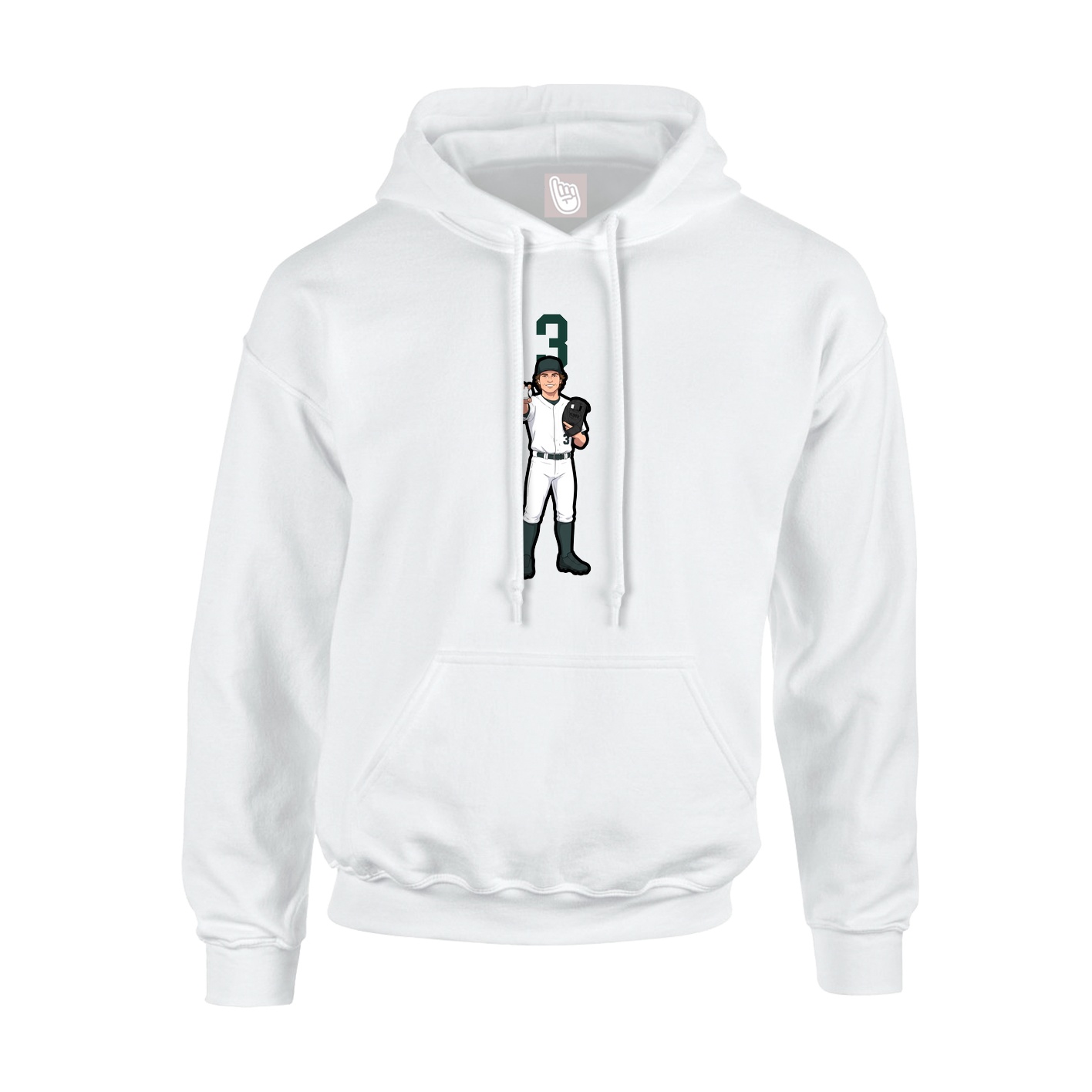 Youth Hoodie — Number Top in White