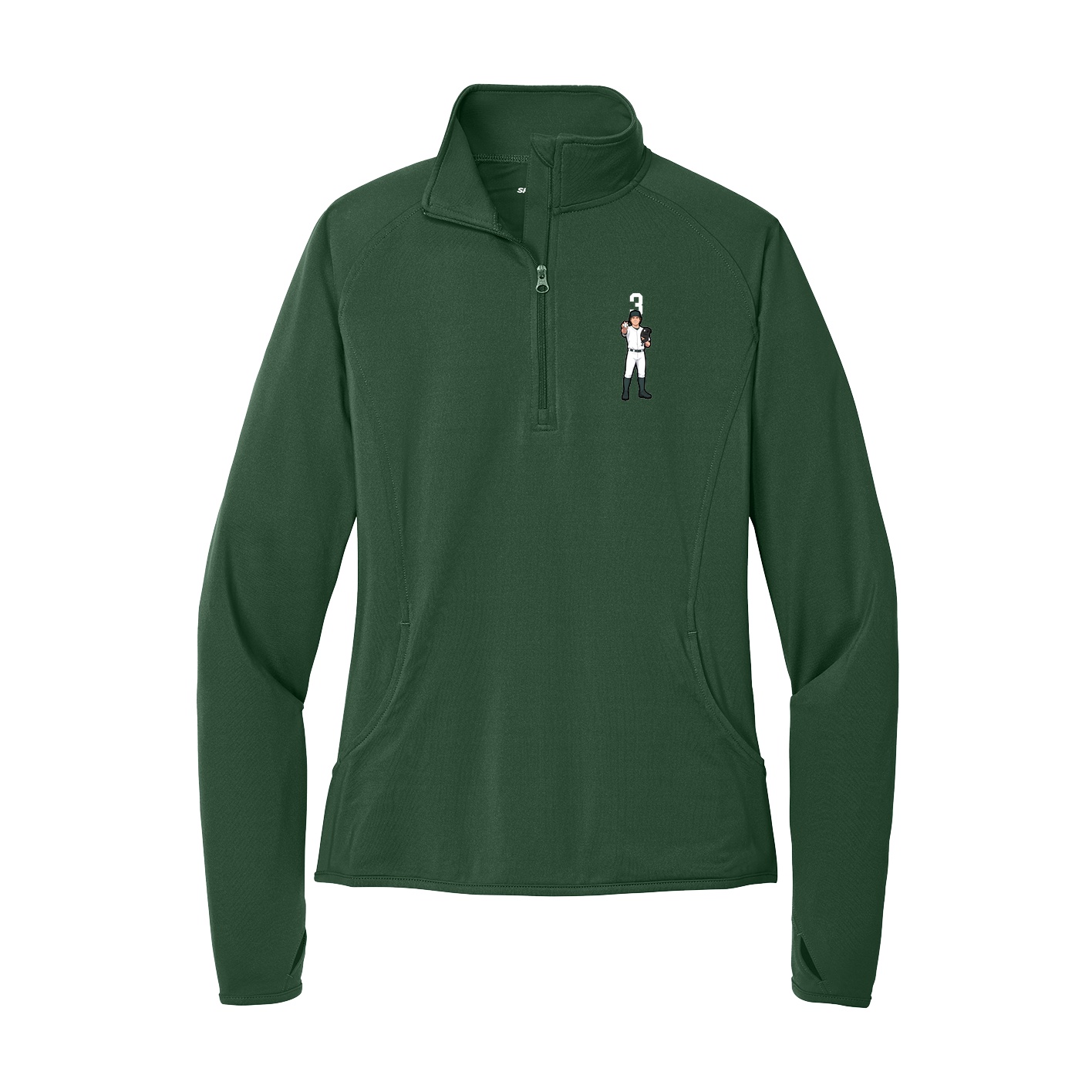 Women's Q-Zip Pullover — Number Top in Green