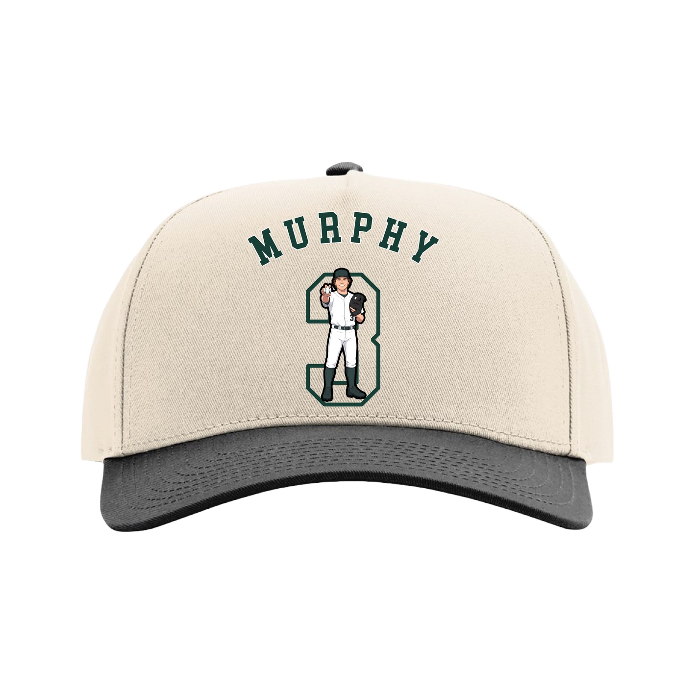 Full Fabric Five-Panel Champ Cap — Shirsey Arch in Cream/Black