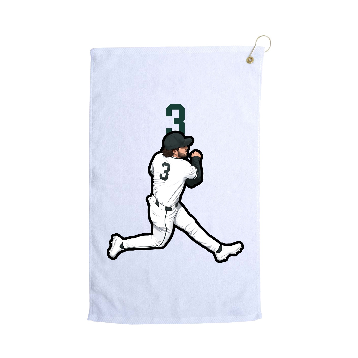Golf Towel — Number Top in White