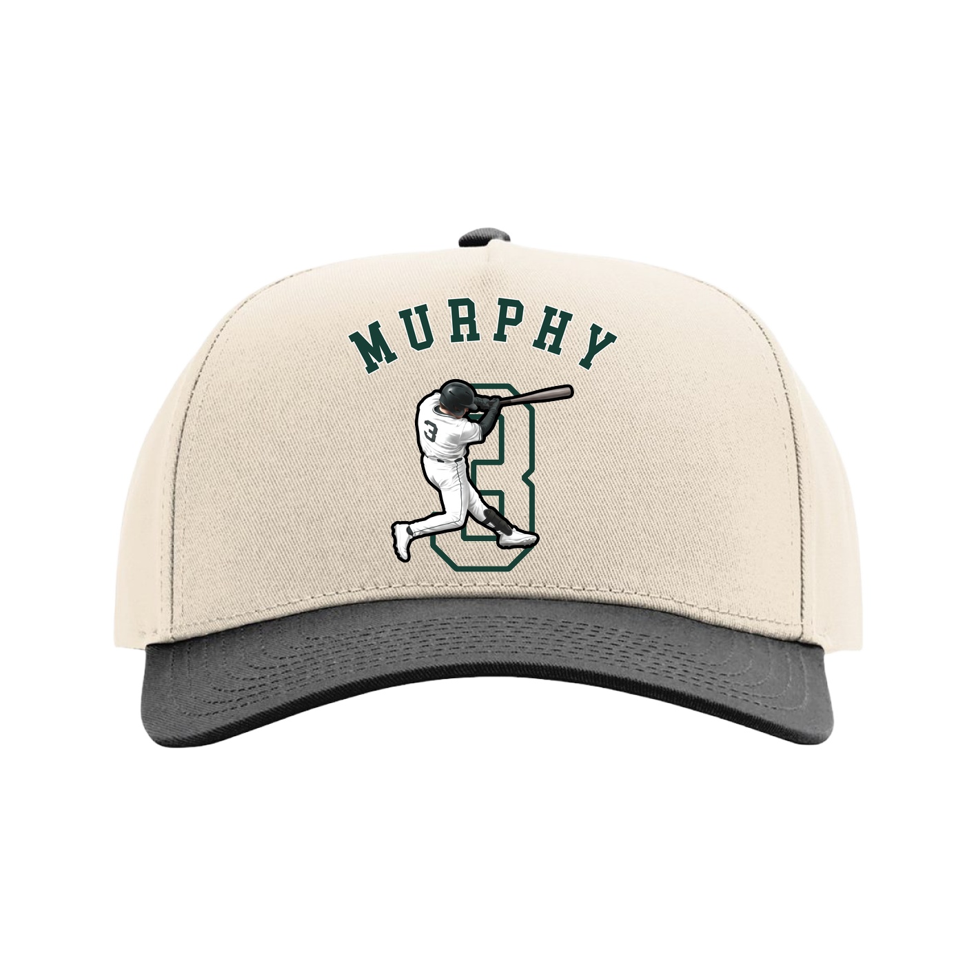Full Fabric Five-Panel Champ Cap — Shirsey Arch in Cream/Black