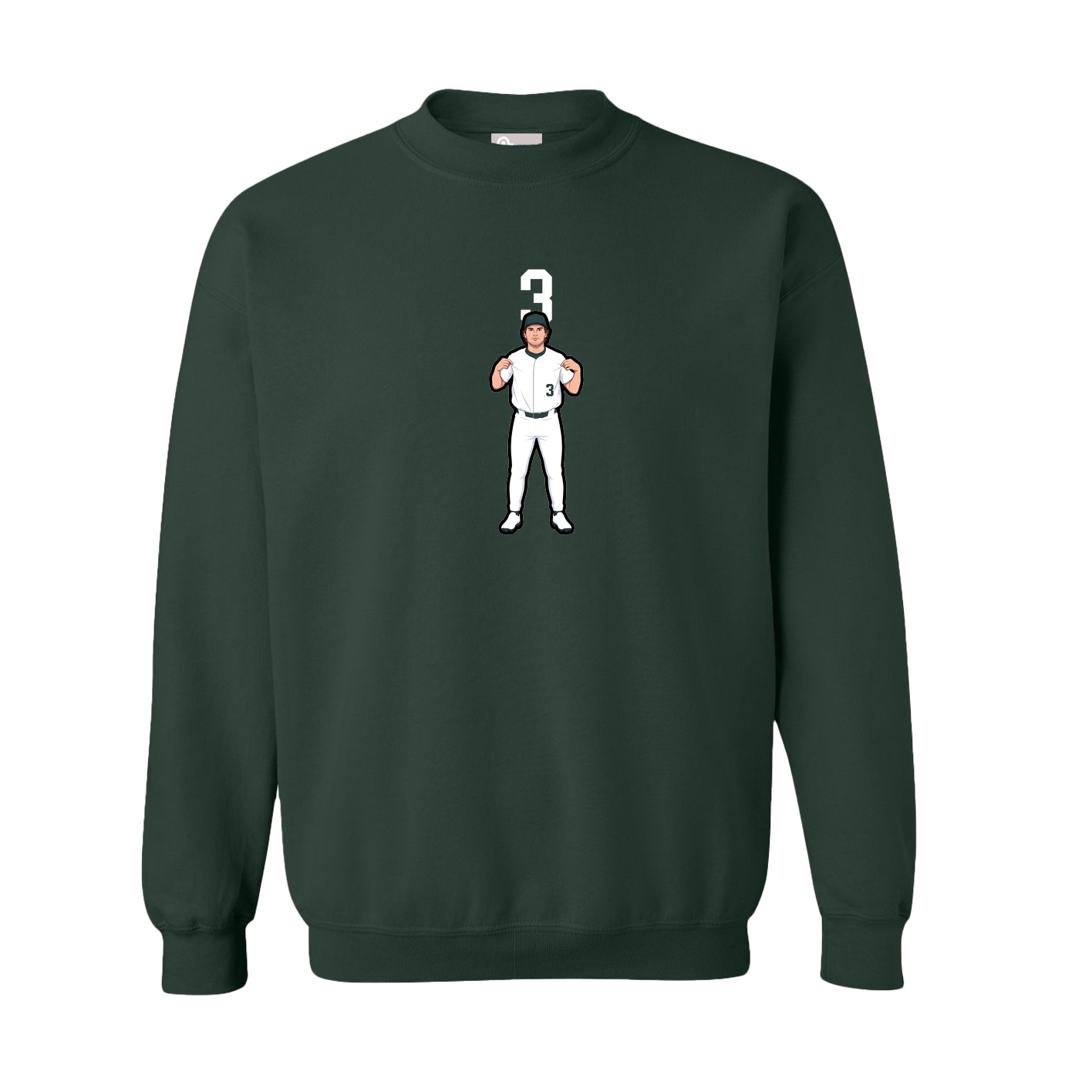Fleece Crew — Number Top in Green