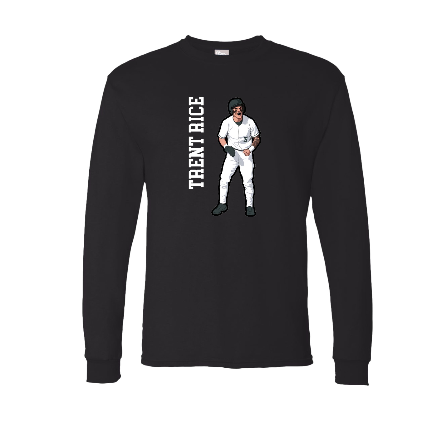 Long Sleeve Tee — Name Vertical in Black
