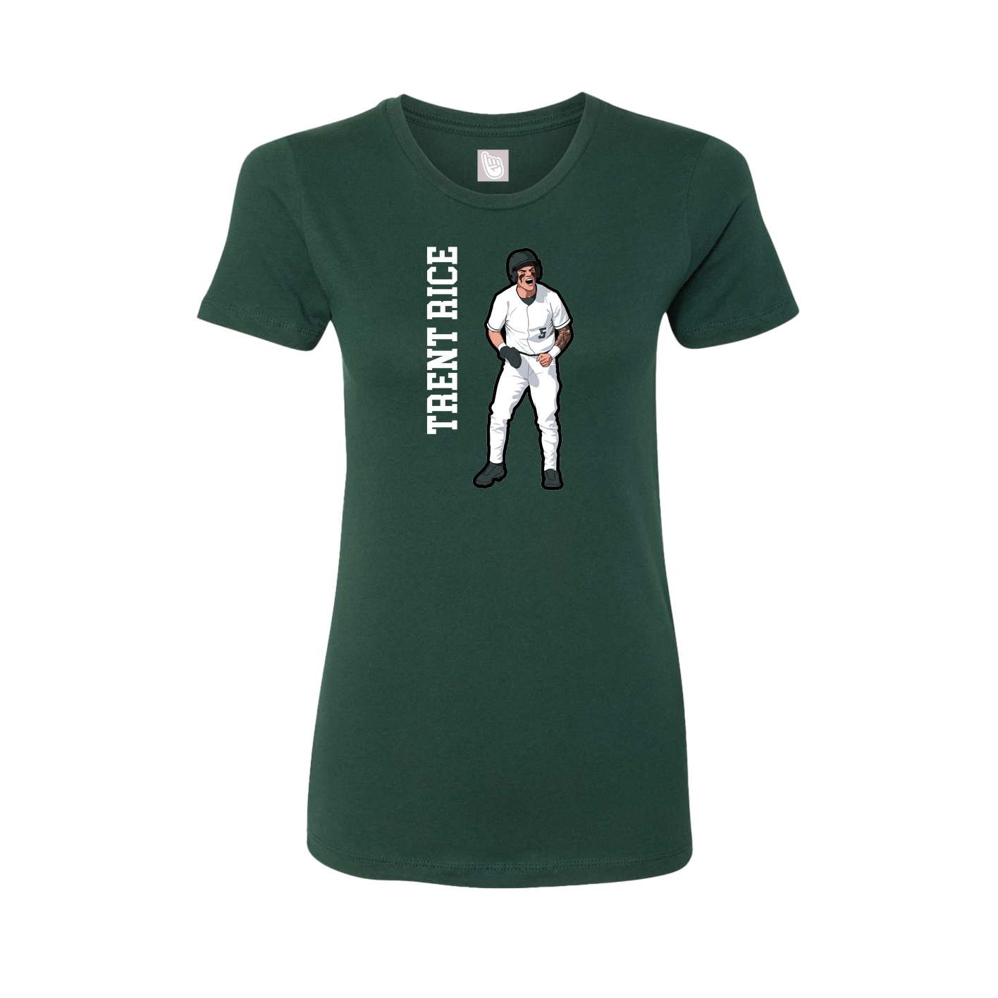 Fitted Women's Tee — Name Vertical in Green