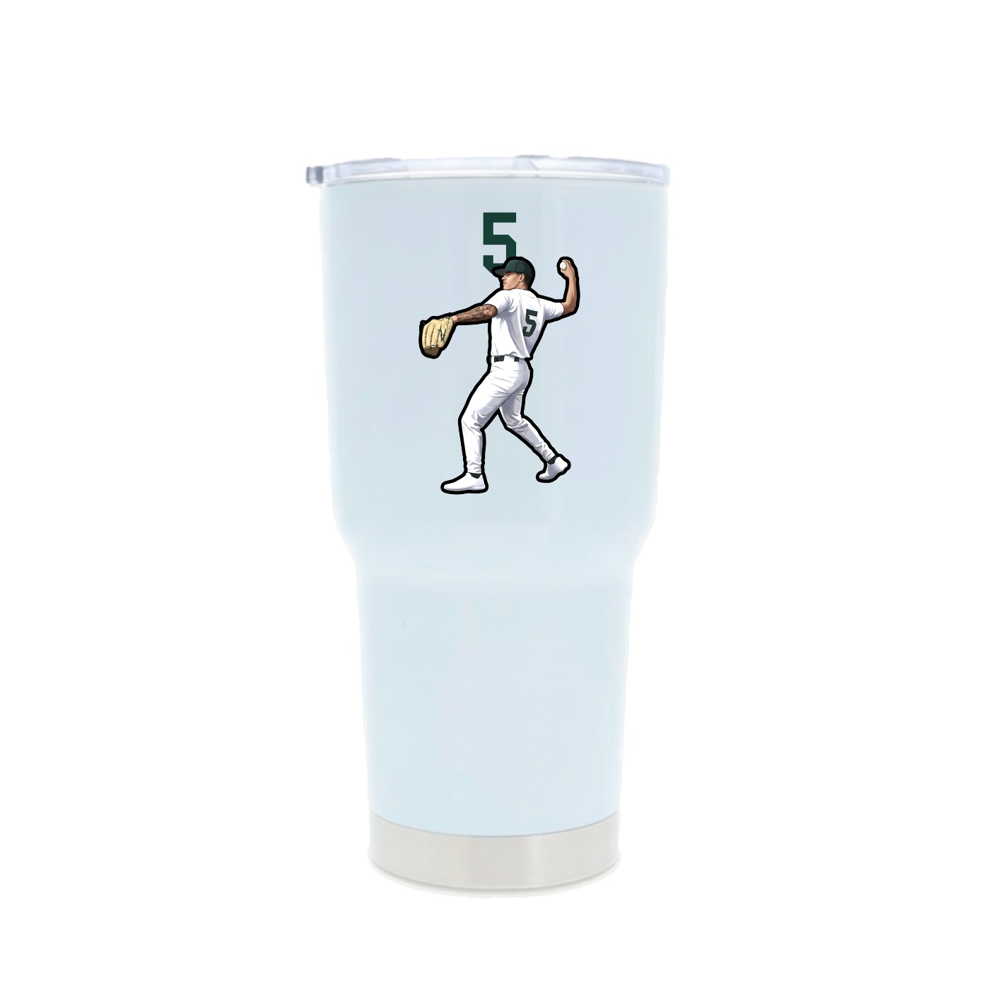 30oz Stainless Steel Tumbler — Number Top in White