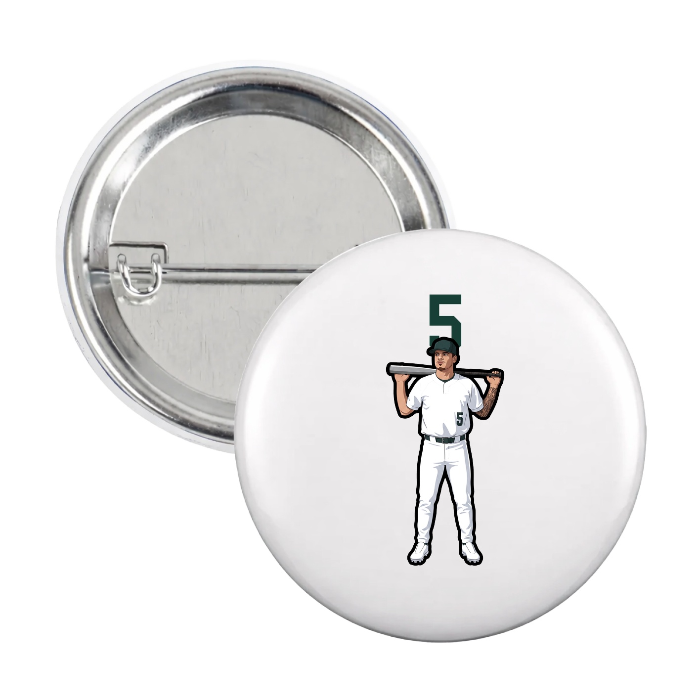Game Day Button — Number Top in White