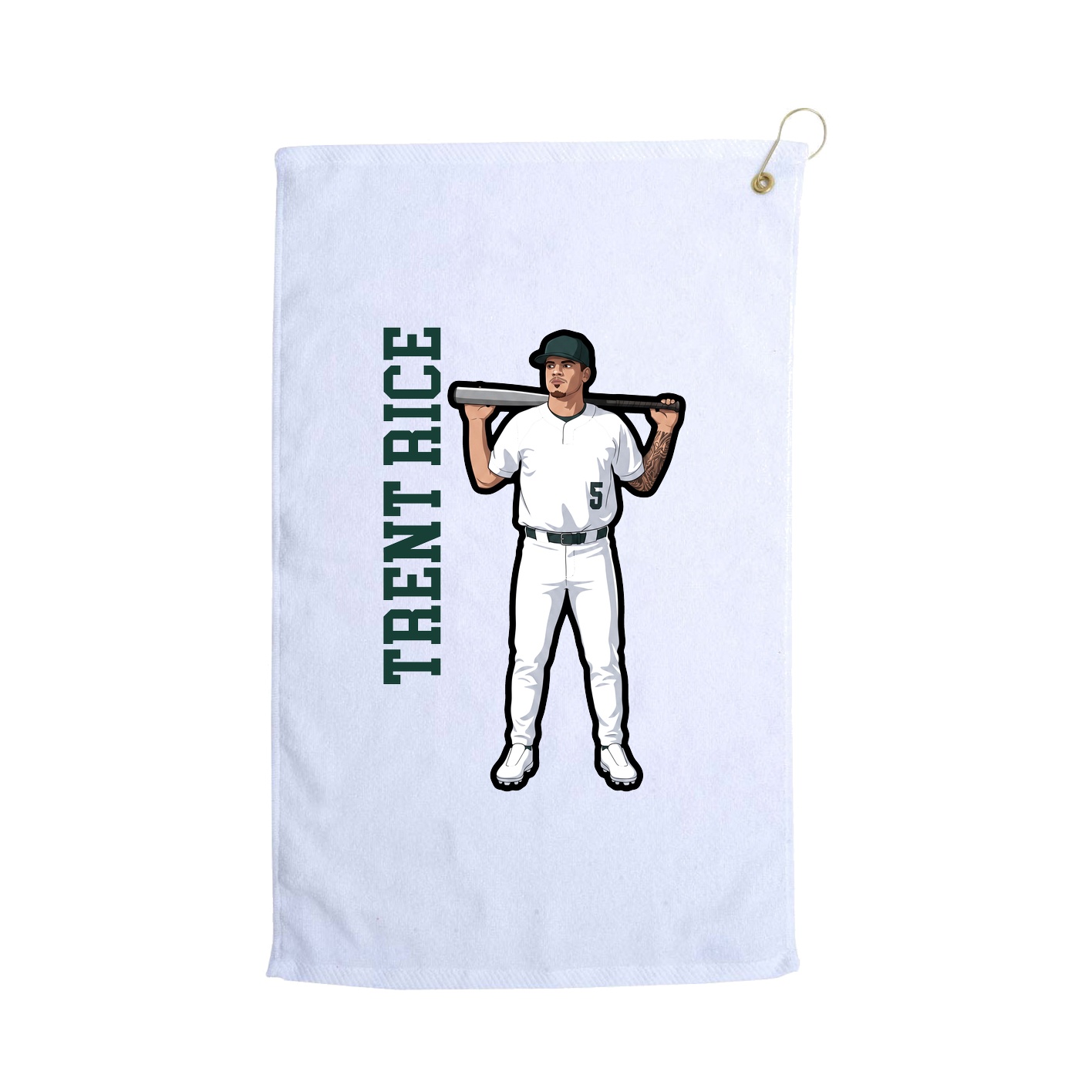 Golf Towel — Name Vertical in White