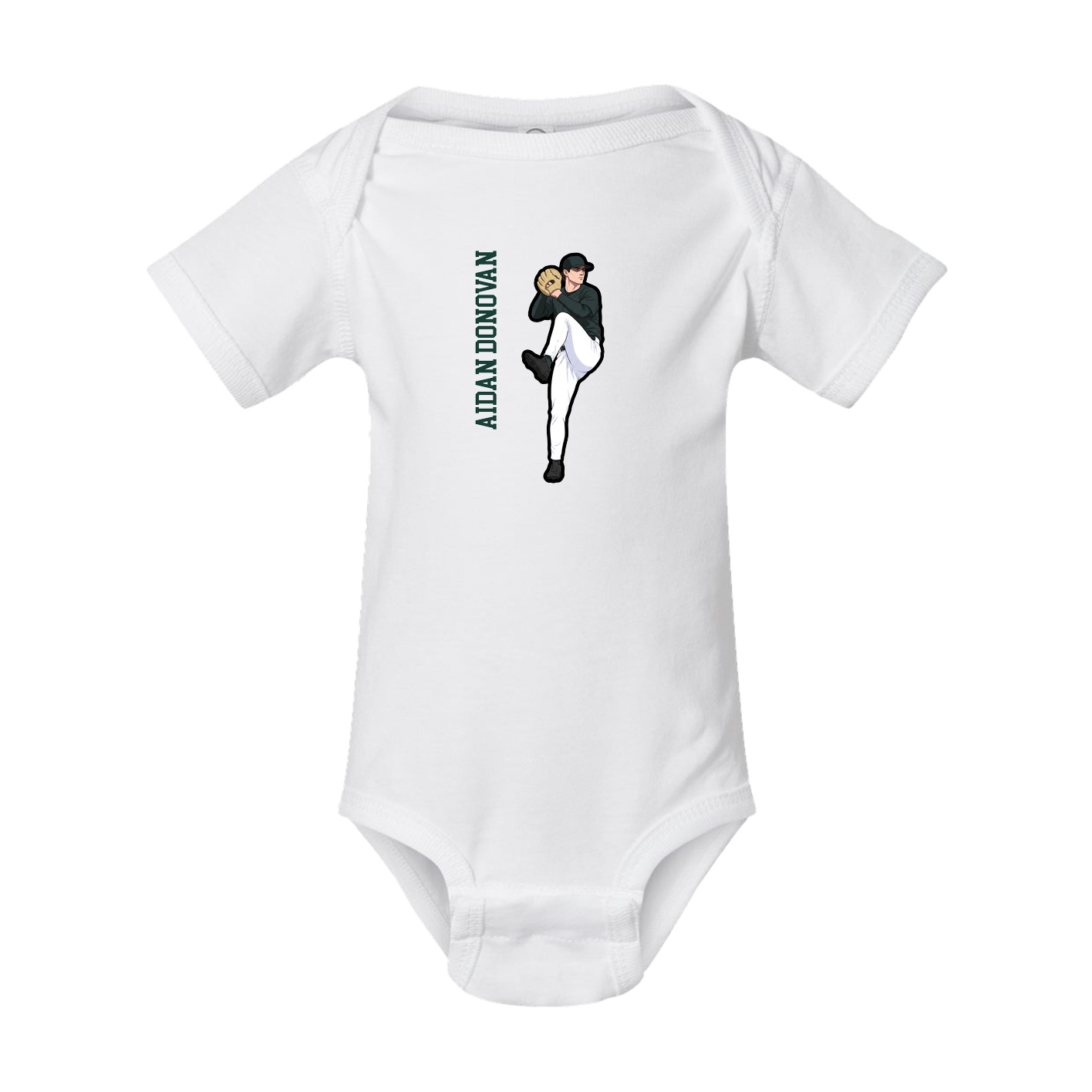 Baby Onesie — Name Vertical in White