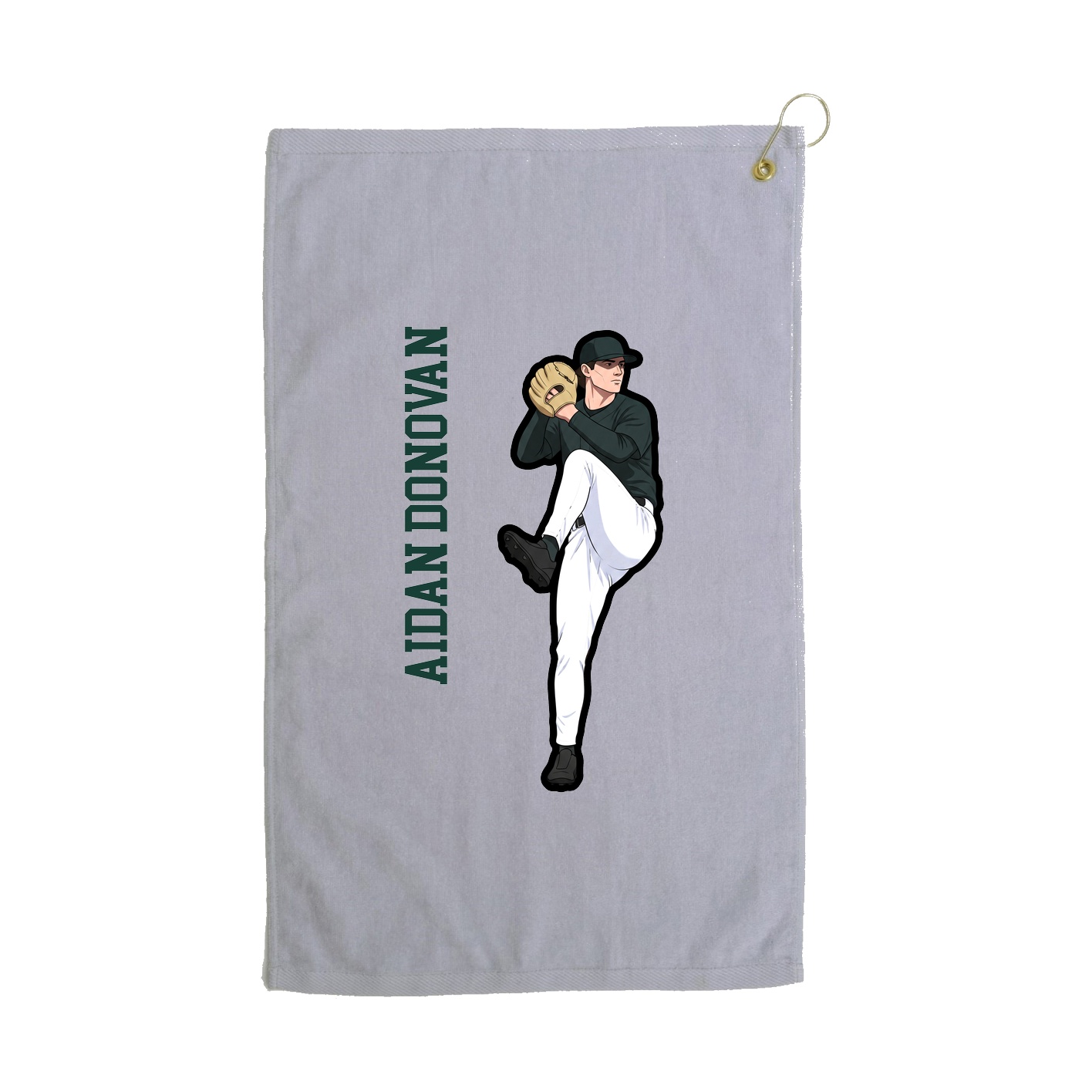 Golf Towel — Name Vertical in Grey