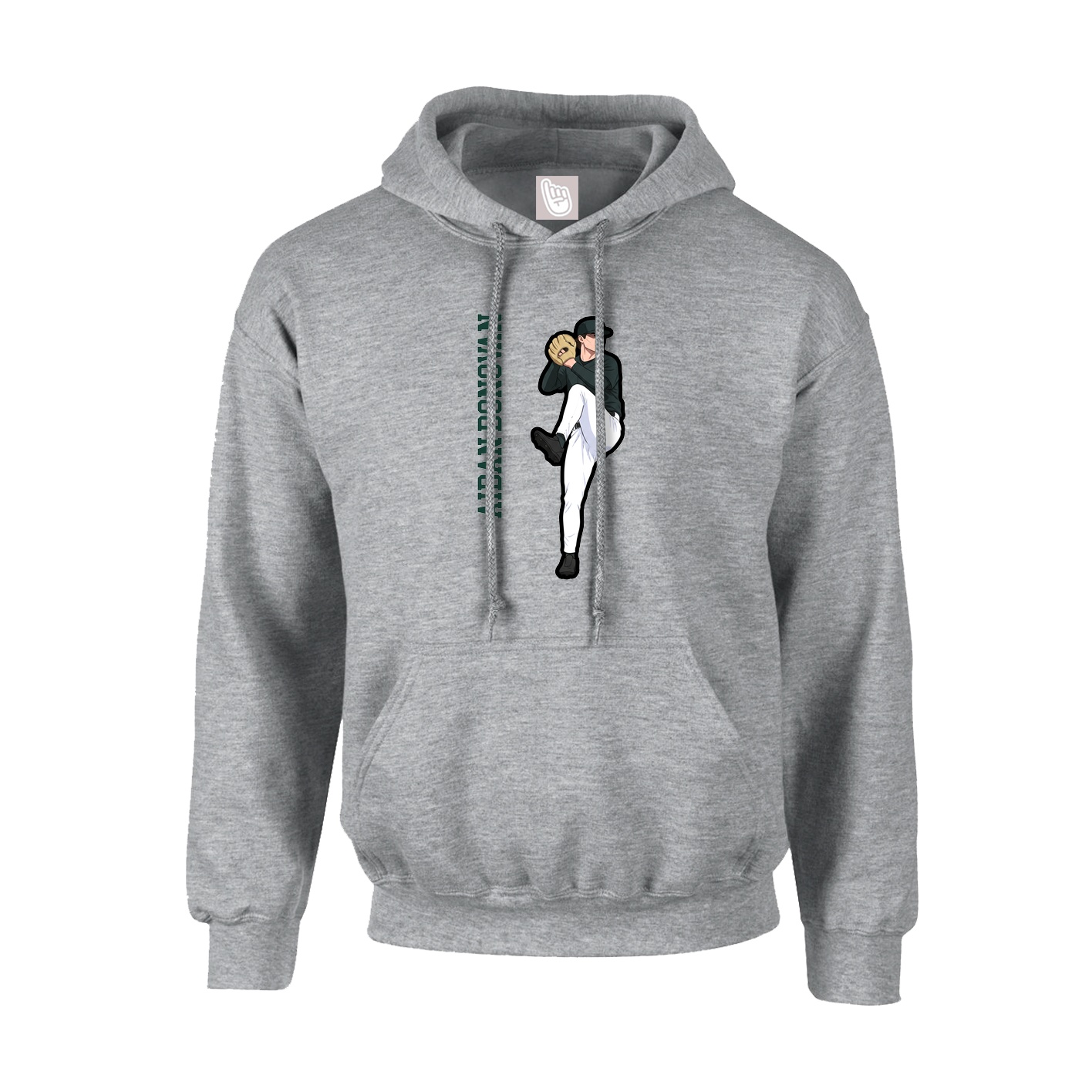 Hoodie — Name Vertical in Grey