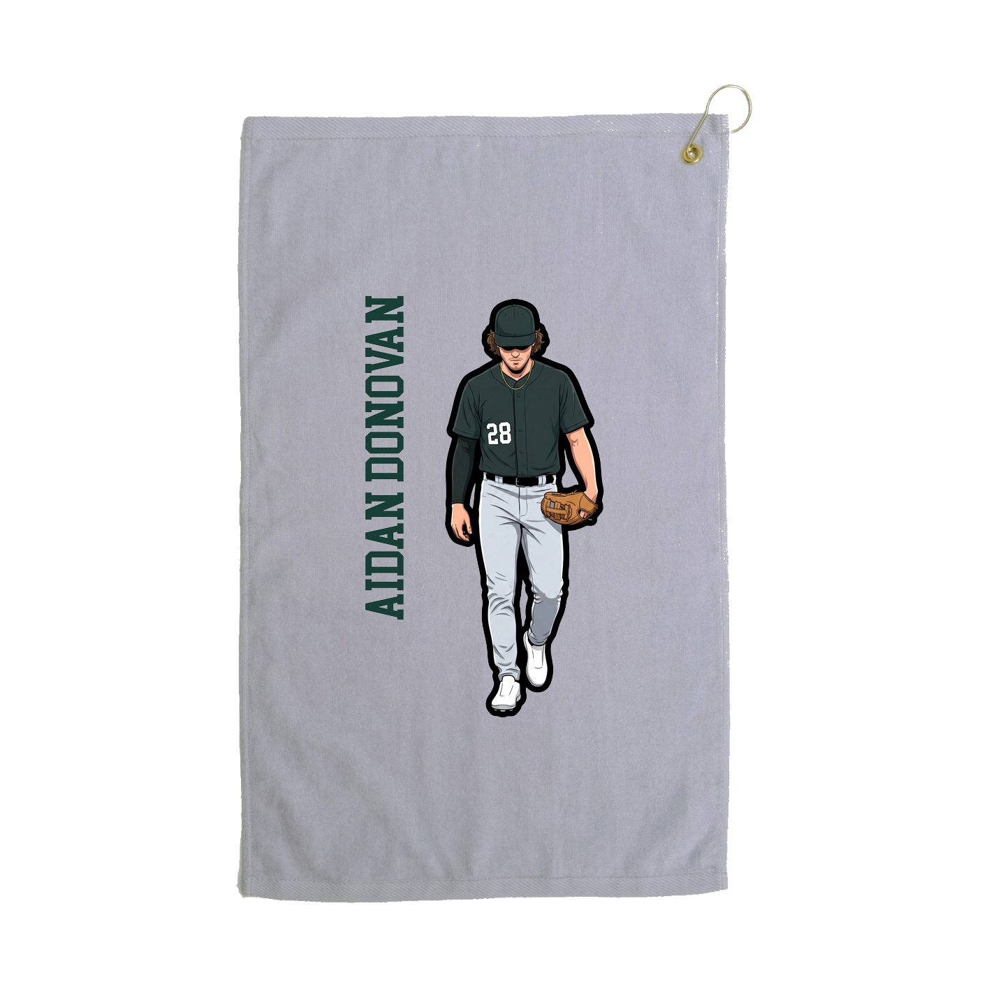 Golf Towel — Name Vertical in Grey