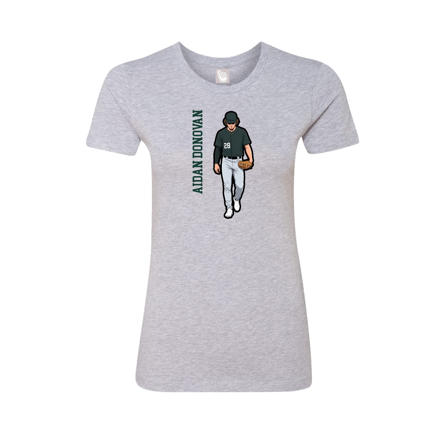 Womens Tee — Name Vertical in Grey