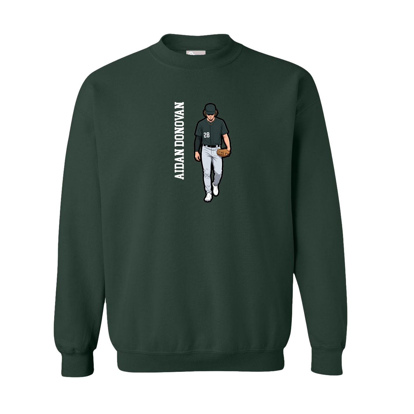 Fleece Crew — Name Vertical in Green