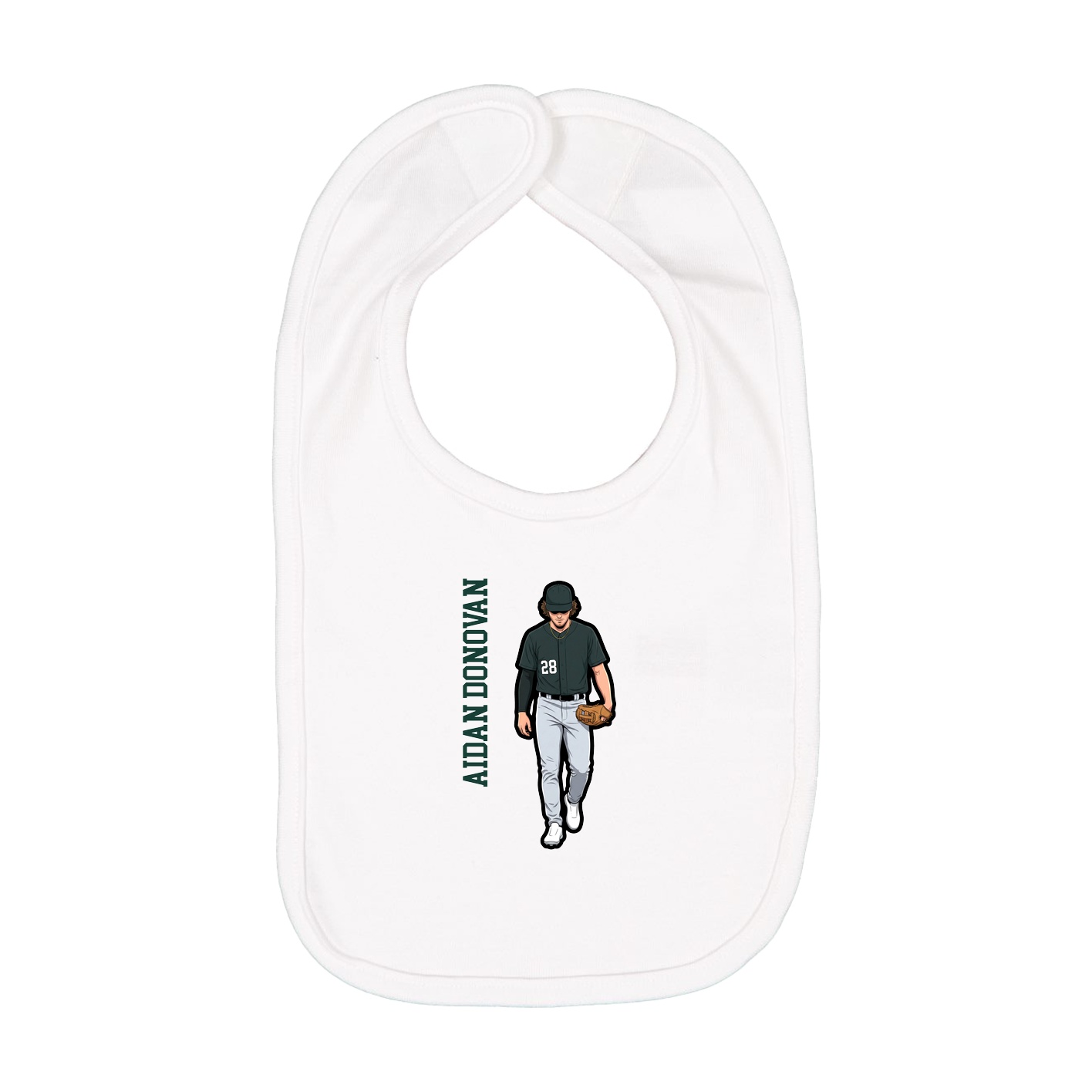 Infant Bib — Name Vertical in White
