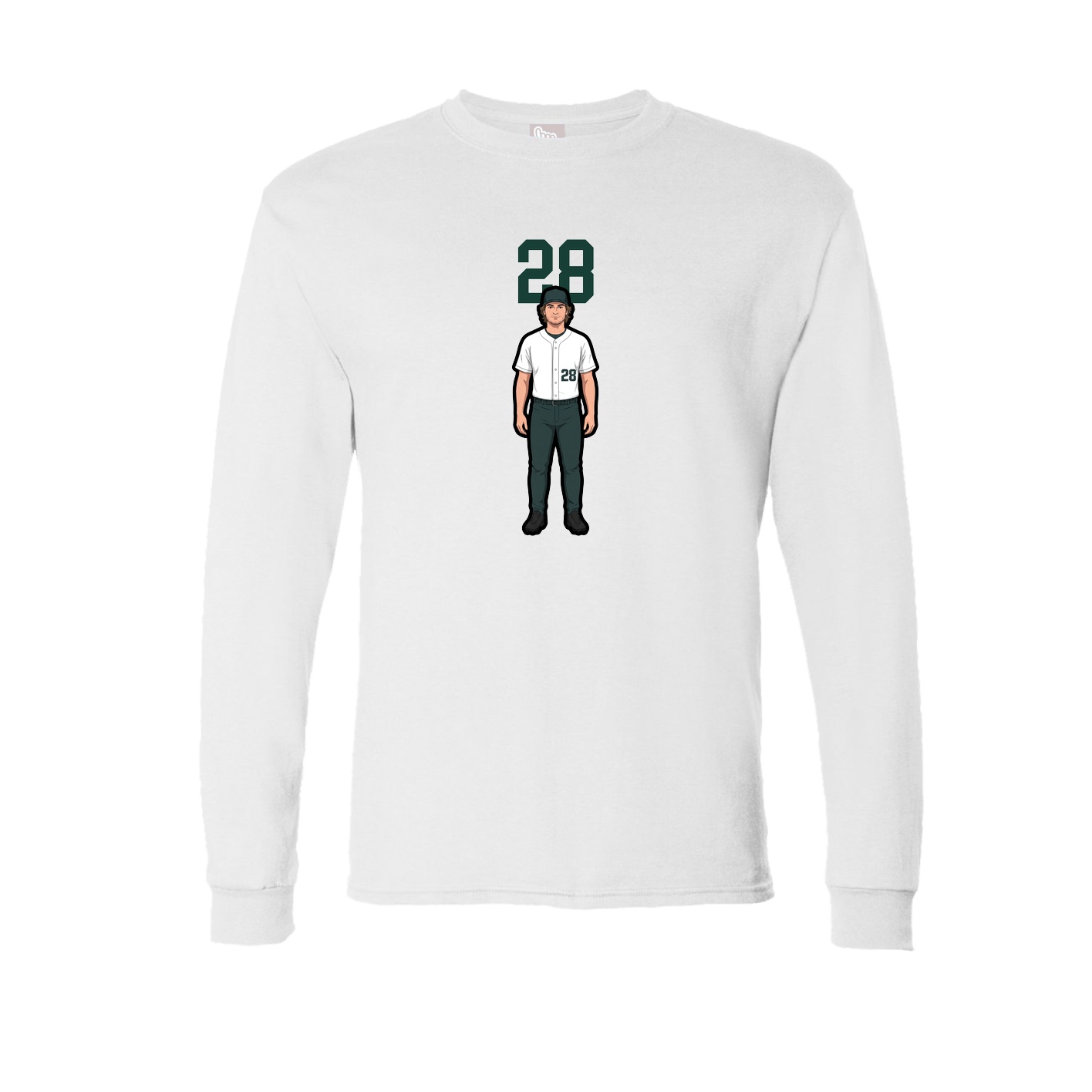 Long Sleeve Tee — Number Top in White
